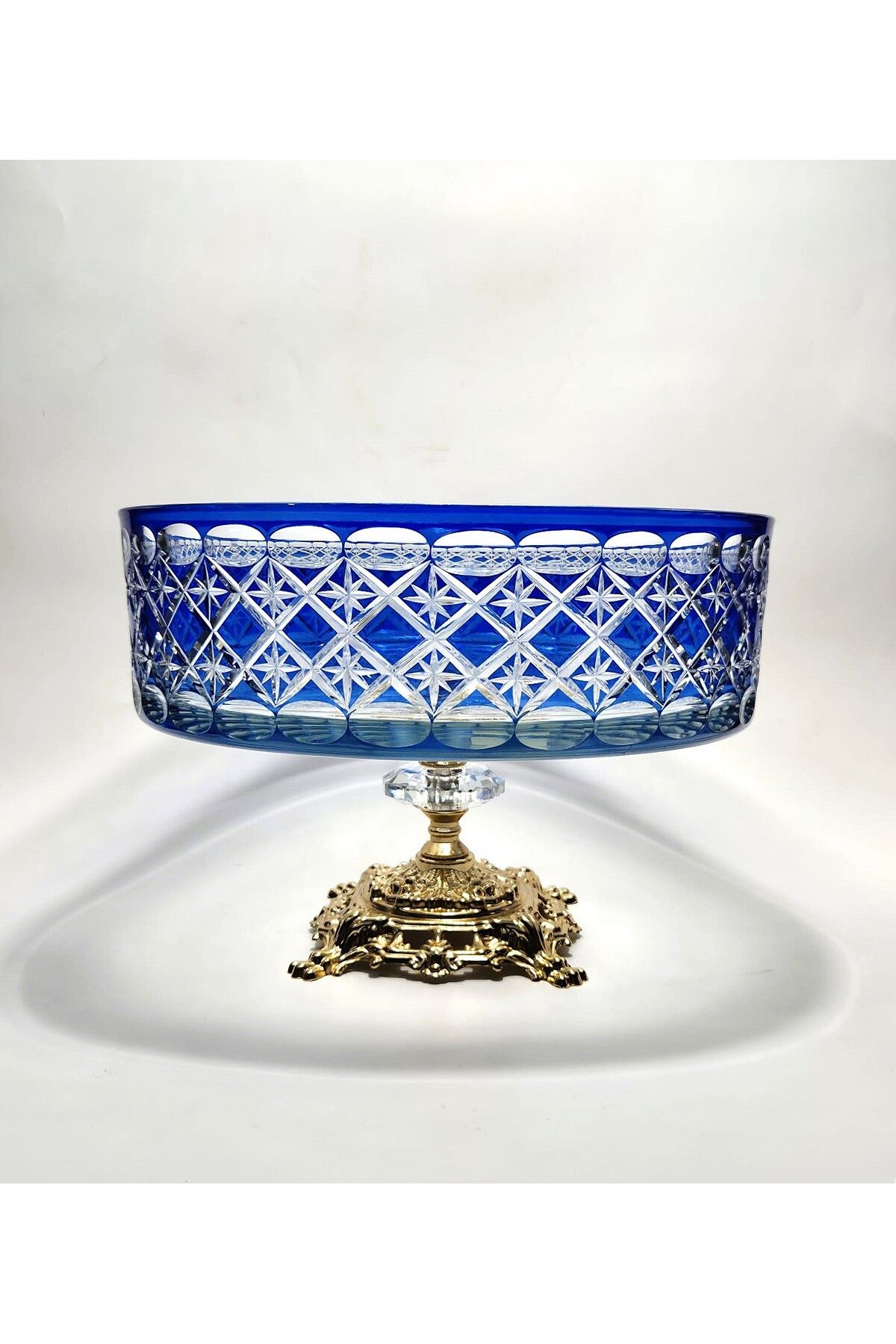Akden Kristal KRİSTAL KESME DEKOR EKSRELLA 25 CM MAVİ CAM KASE