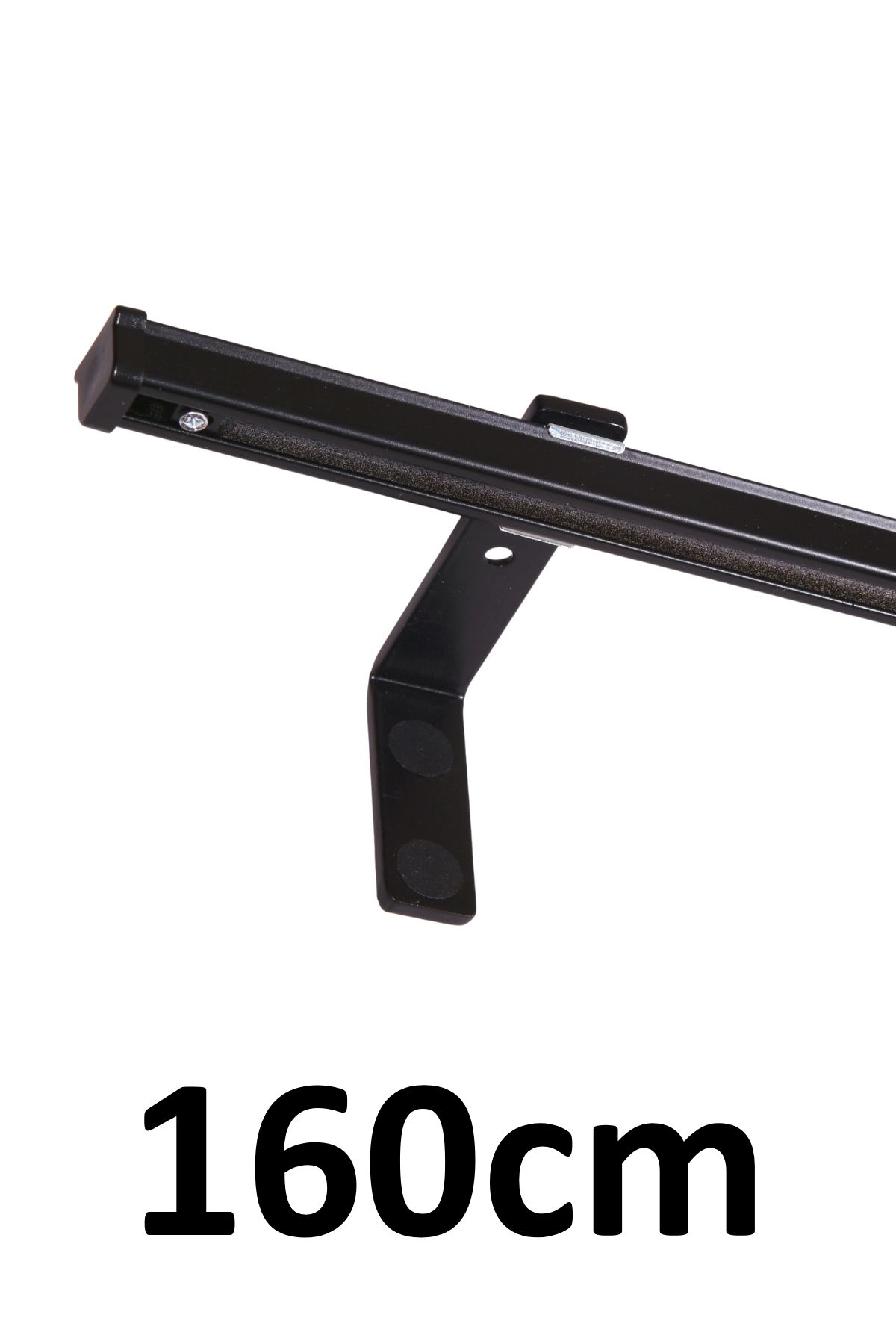 İzen Siyah 160cm Tekli Metal Rustik (90mm) Metal L Duvar Montaj Ayaklı (19mm) Alüminyum Perde Ray Takımı
