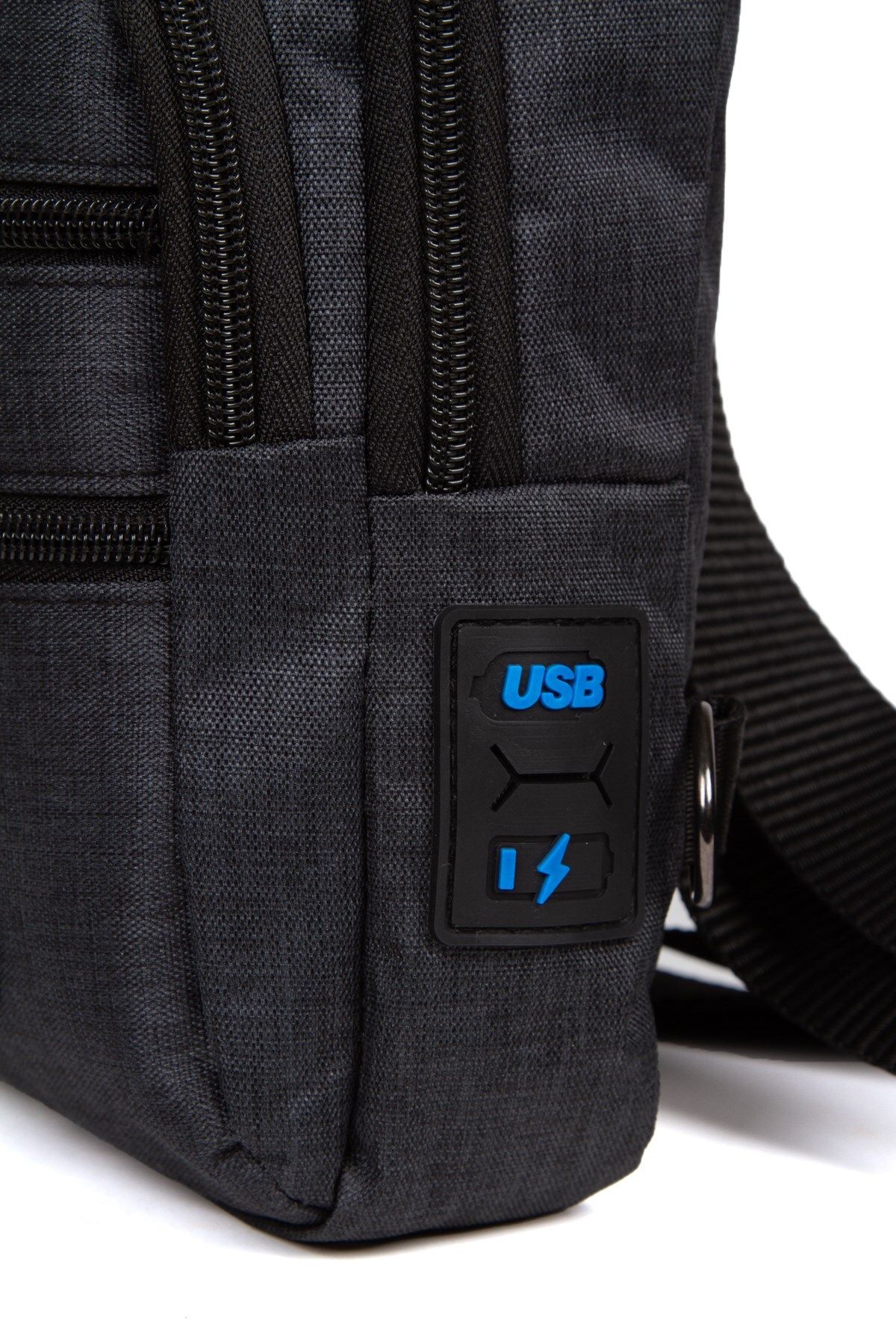 Newish-Linen Fabric Chest and Shoulder Bag with USB Headphone Output Zipper 3