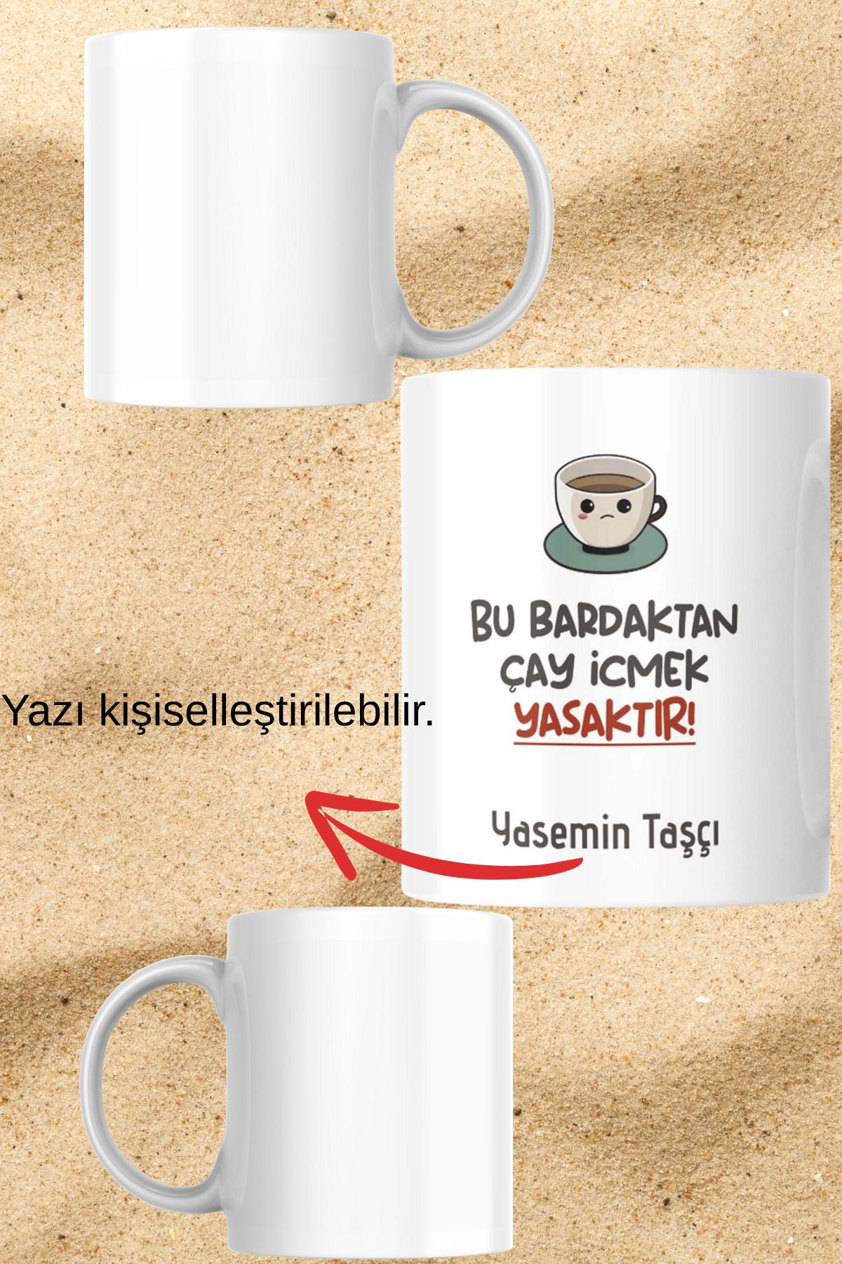 zerhome Bu Bardaktan Çay İçmek Yasaktır Temalı Beyaz Porselen Kupa Bardak