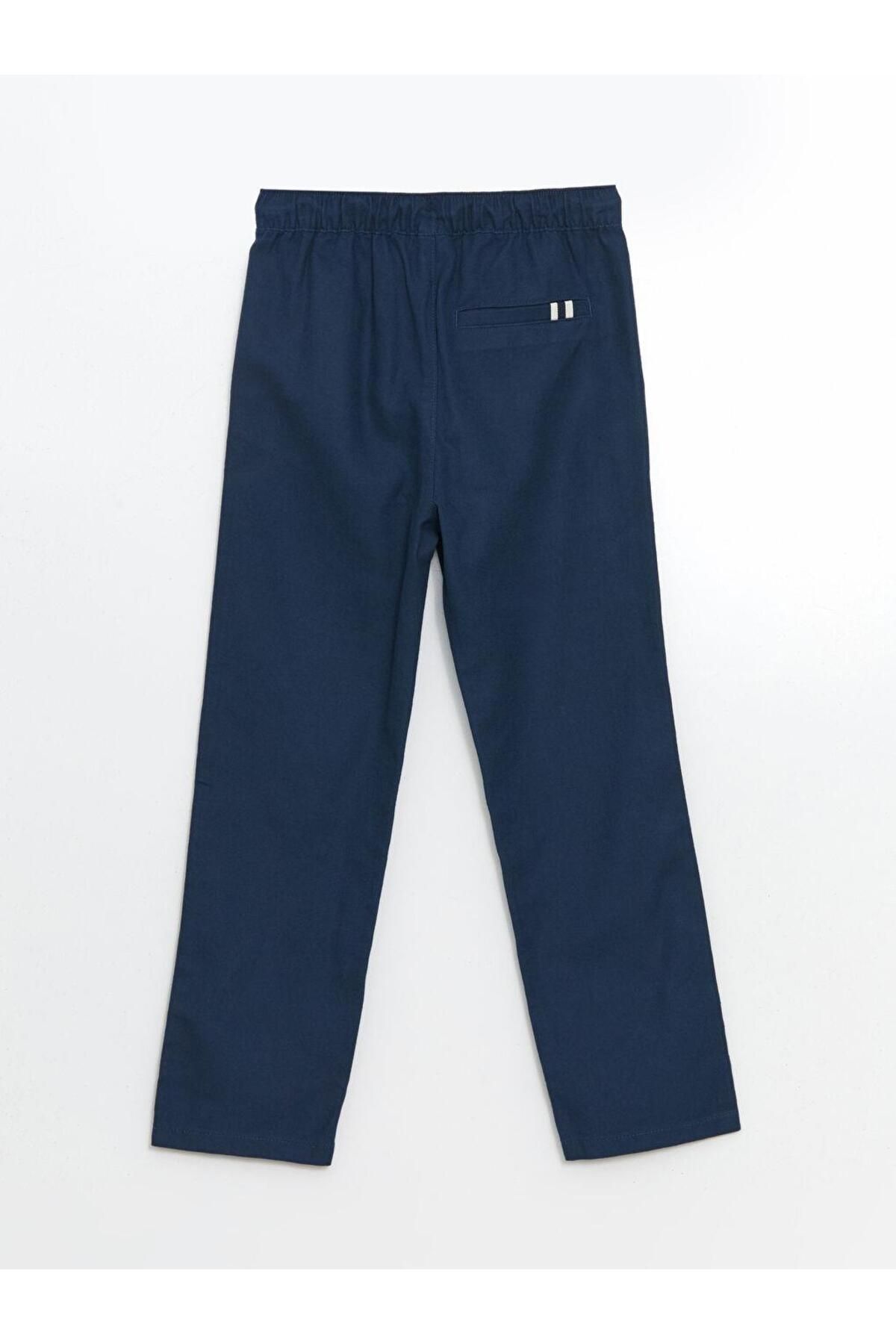 LC Waikiki-Lcw Kids Indigo Elastic Waist Linen Blend Boy's Pants 2