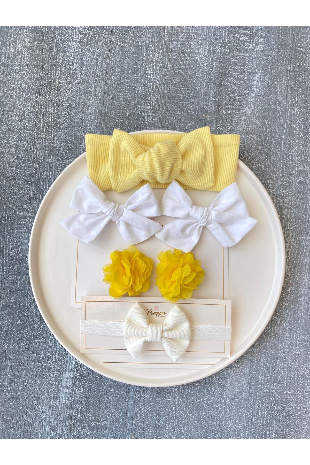 pempem bandana kız bebek çocuk bandana toka set