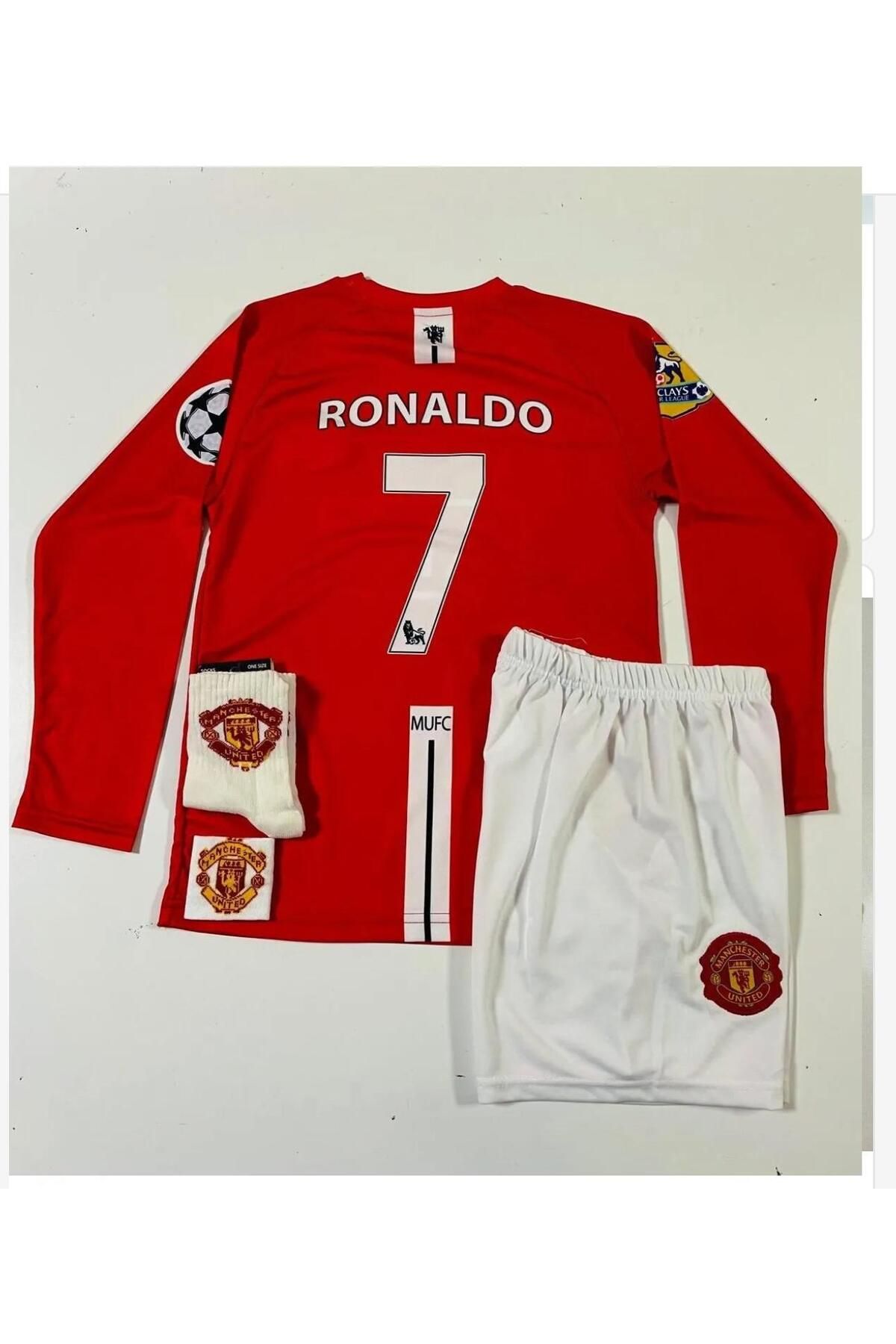 BARBITOS M.united C.ronaldo M.united 2008 kırmızı uzun kol şampiyonlar ligi çocuk forması 4lü set