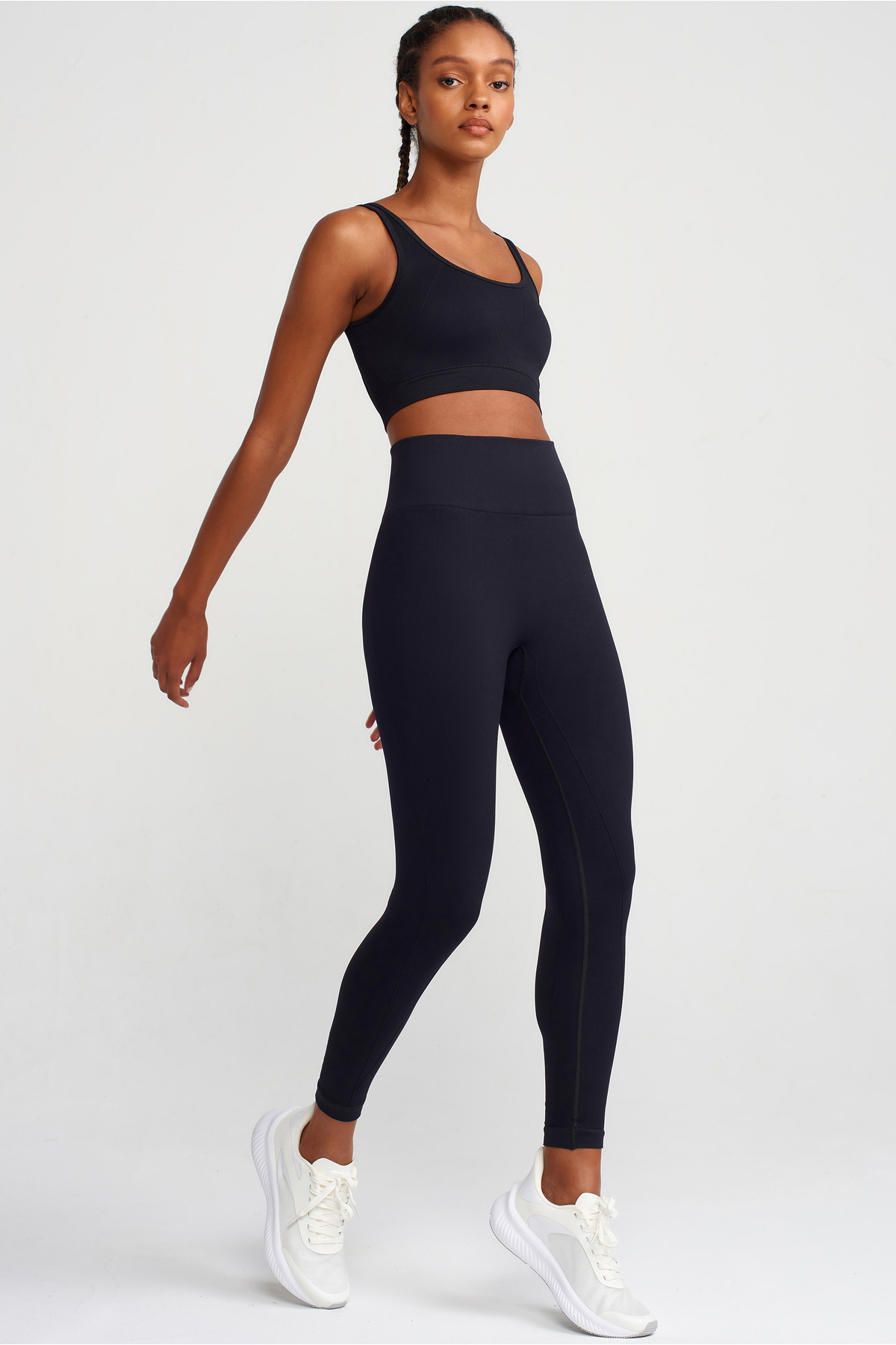 COMEUP  Balıksırtı Desenli Toparlayıcı Tayt Siyah - Görsel 6