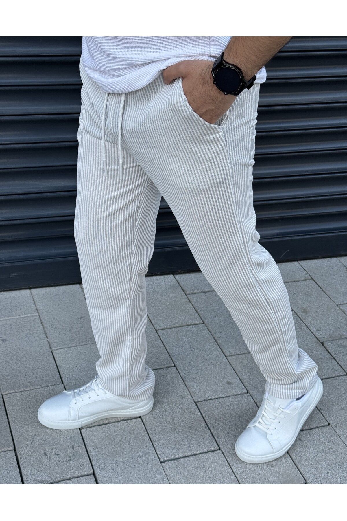 loisswear Çizgili Gift Kumaş Beli Lastikli Fit Jogger Pantolon