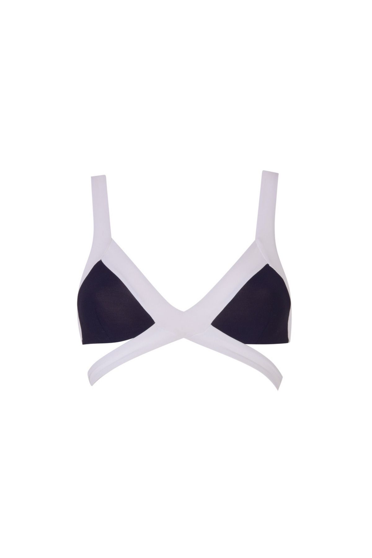 Agent Provocateur Mazzy Beyaz ve Siyah Bandaj Stil Wraparound Bikini Üstü , Yumuşak Üçgen Cup, İkonik Tasarım