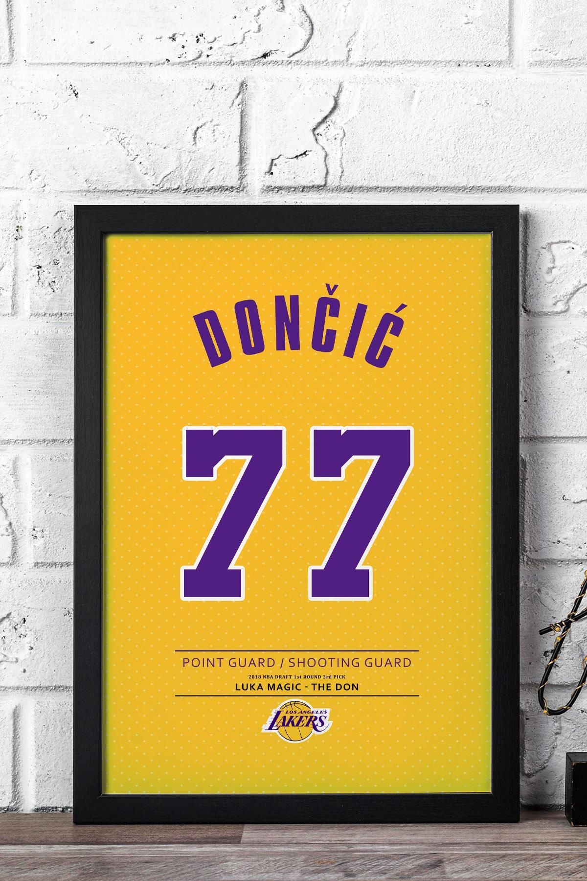 Saturn Luka Doncic Forma Çerçeveli Tablo - NBA Los Angeles Lakers Jersey