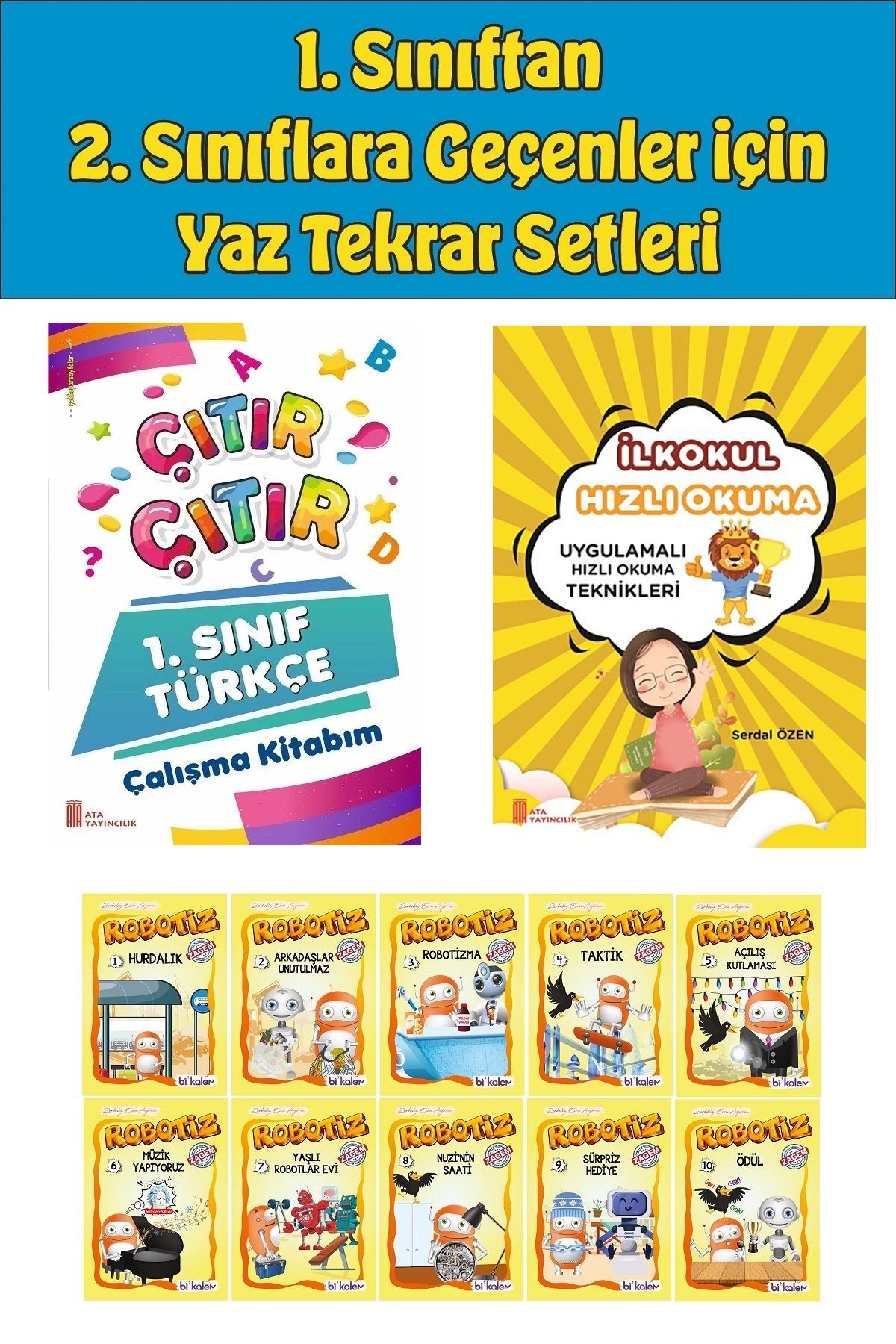 Ata Yayıncılık 1.Sınıftan 2.Sınıfa Geçenler İçin Hızlı Okuma ile Çıtır Türkçe Çalışma Kitabım+10 lu Hikaye Seti 5