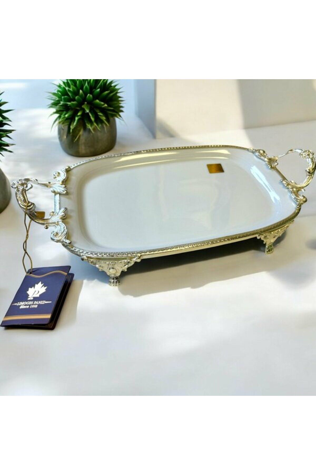Marka Limoges Paniz Sunum Tabağı Ayaklı Dikdörtgen 33X18 Cm Gümüş WHS322