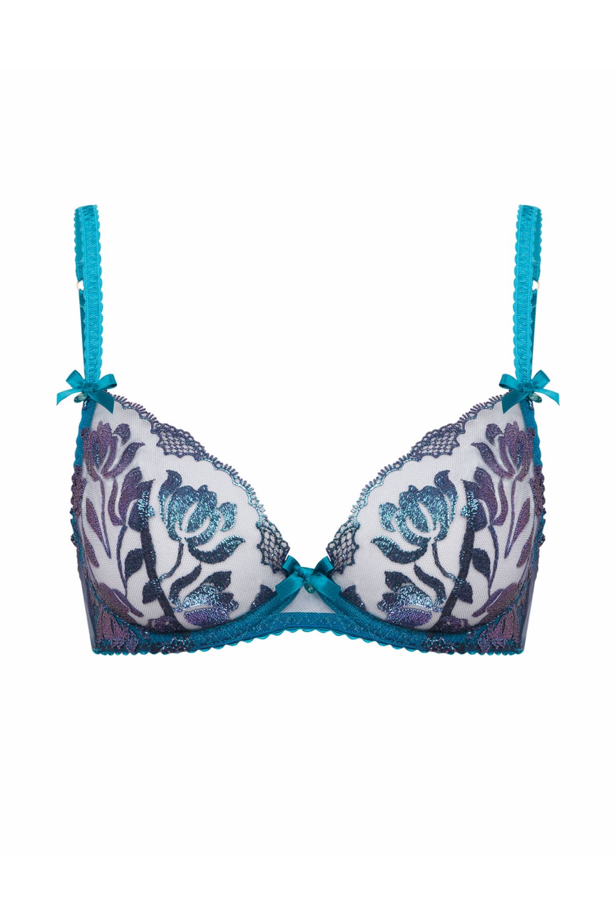 Agent Provocateur Sparkle Plunge Destekli Sütyen - Parlak Nakışlı Çiçek Desenli, Kristal Detaylı Şıklık