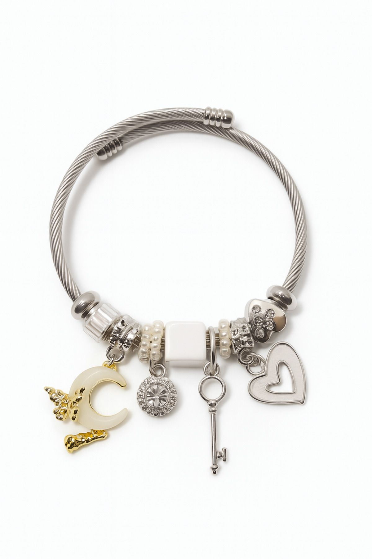 MakeWell Charm'lı Kararmaz Paslanmaz Çelik Charm'lı Bileklik