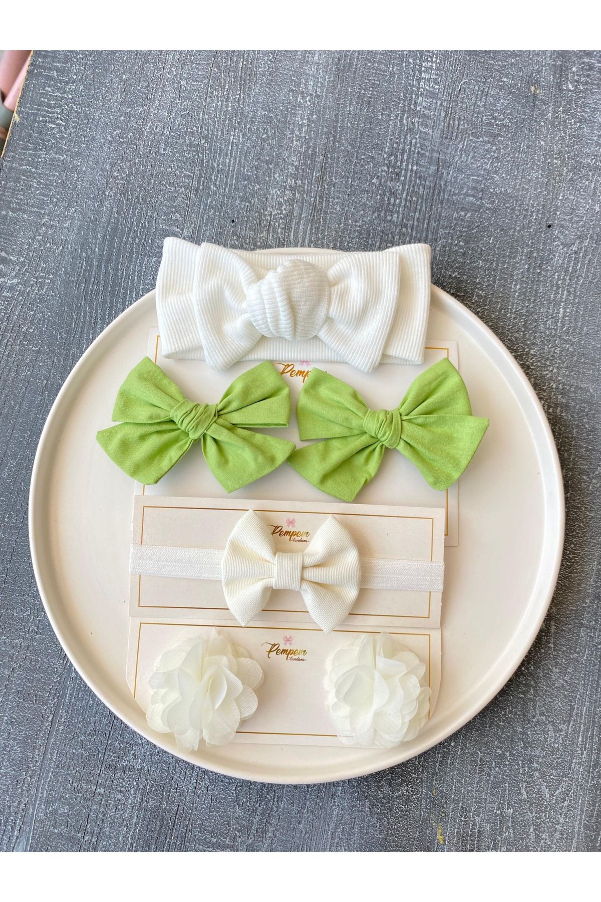 pempem bandana kız bebek çocuk bandana toka set