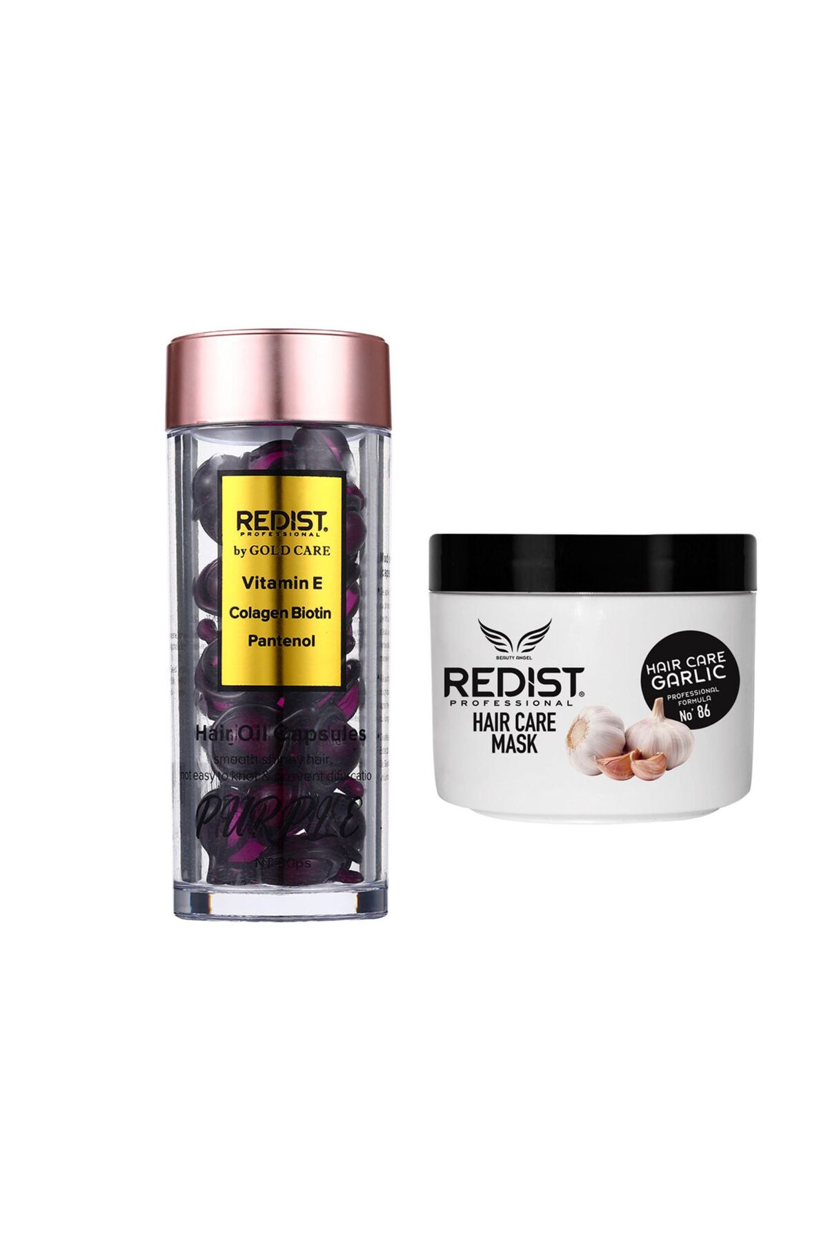 Redist Пакет Професионална маска с чесън Redist 475 мл и капсули с биотин Red...