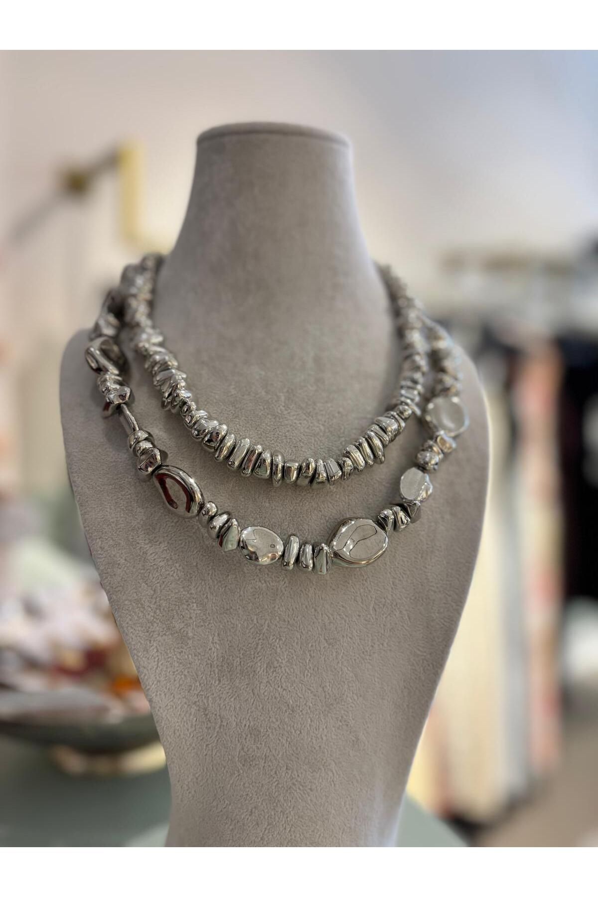 The Zest Boutique Silver Renk İkili Marka Kolye