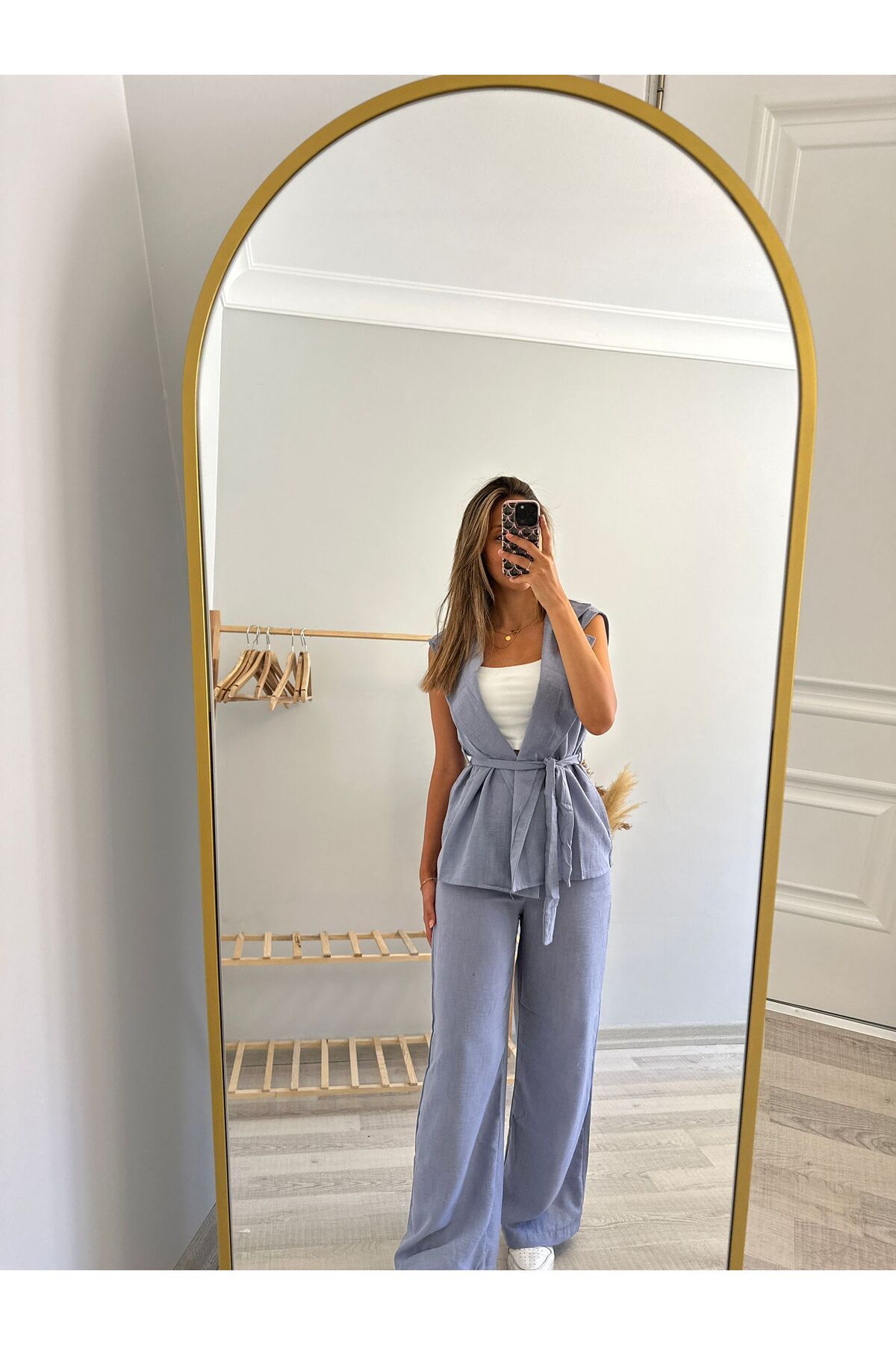 MasalBoutiquee KADIN GRİ YELEK PANTOLON TAKIM