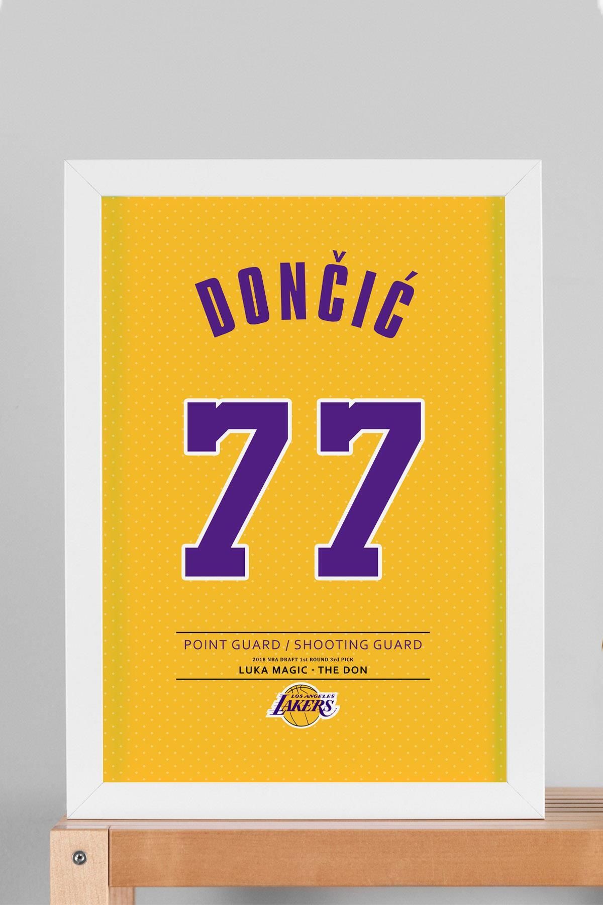 Saturn Luka Doncic Forma Çerçeveli Tablo - NBA Los Angeles Lakers Jersey