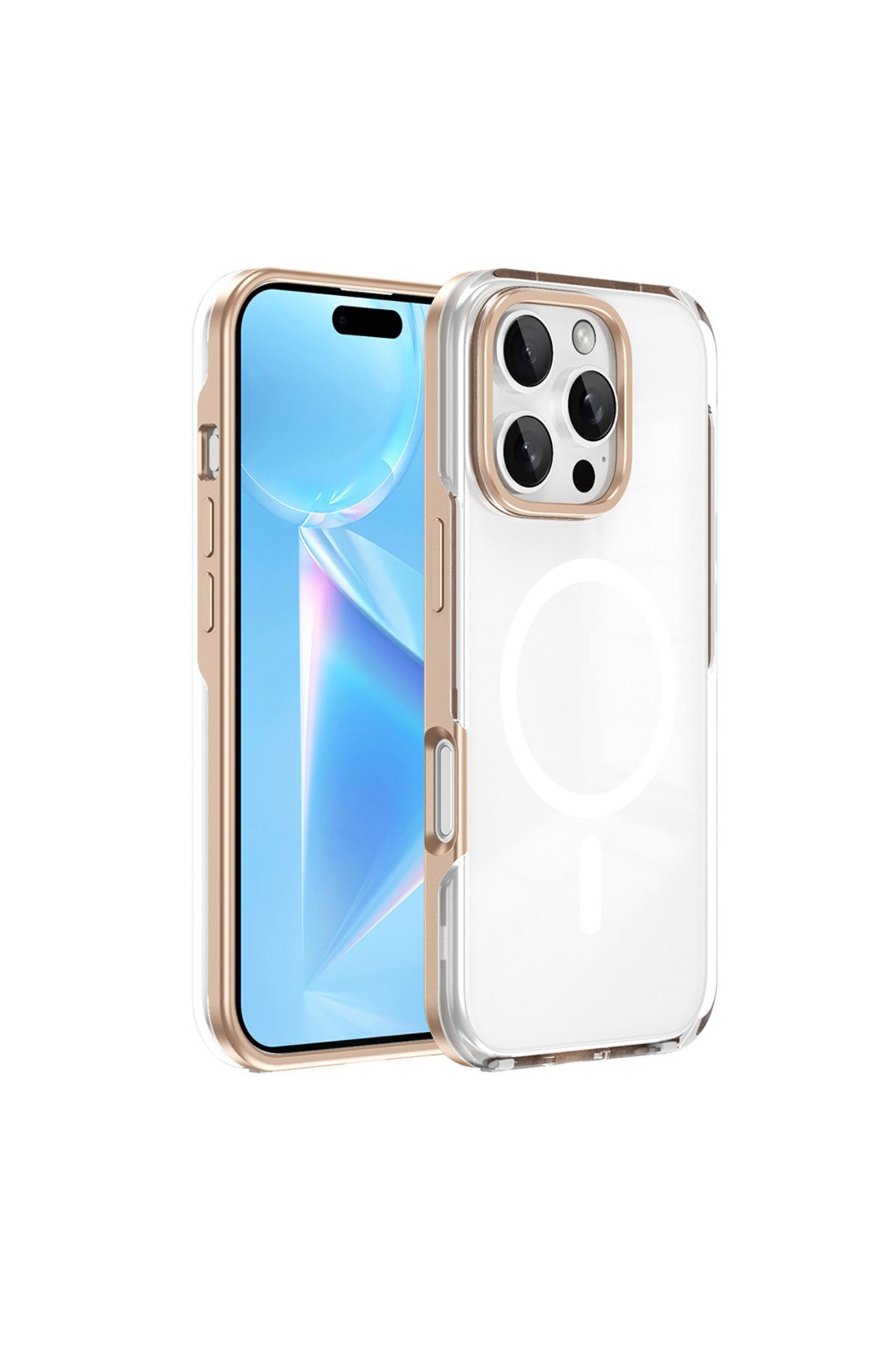 Megafox Teknoloji Apple iPhone 16 Pro Max Uyumlu Kılıf M-safe Şarj Özellikli Çıkarılabilir Arka Yüzeyli Zore Polar Ka