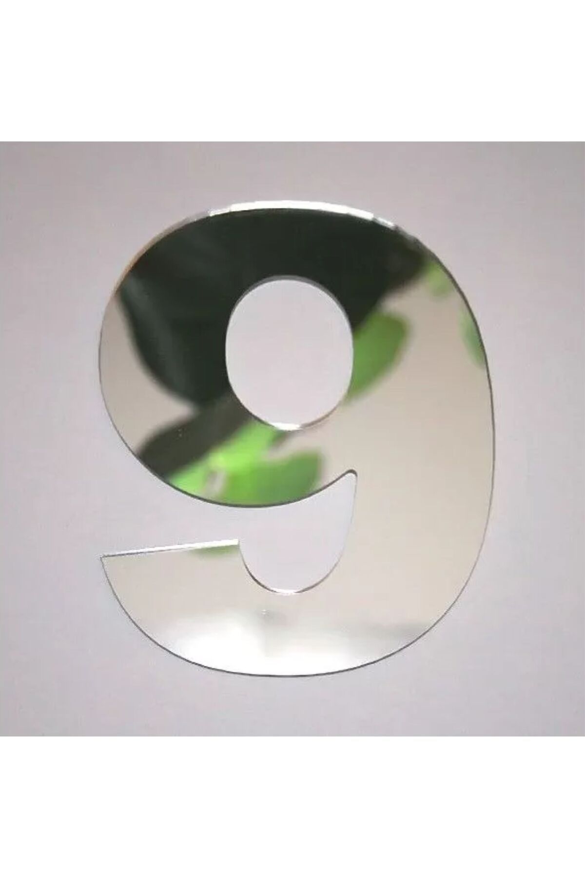 zafrakreklam Daire Numarası 1 mm Gümüş Ayna Pleksi Yapışkanlı Ölçü 9X4 Cm No- 9 DOKUZ