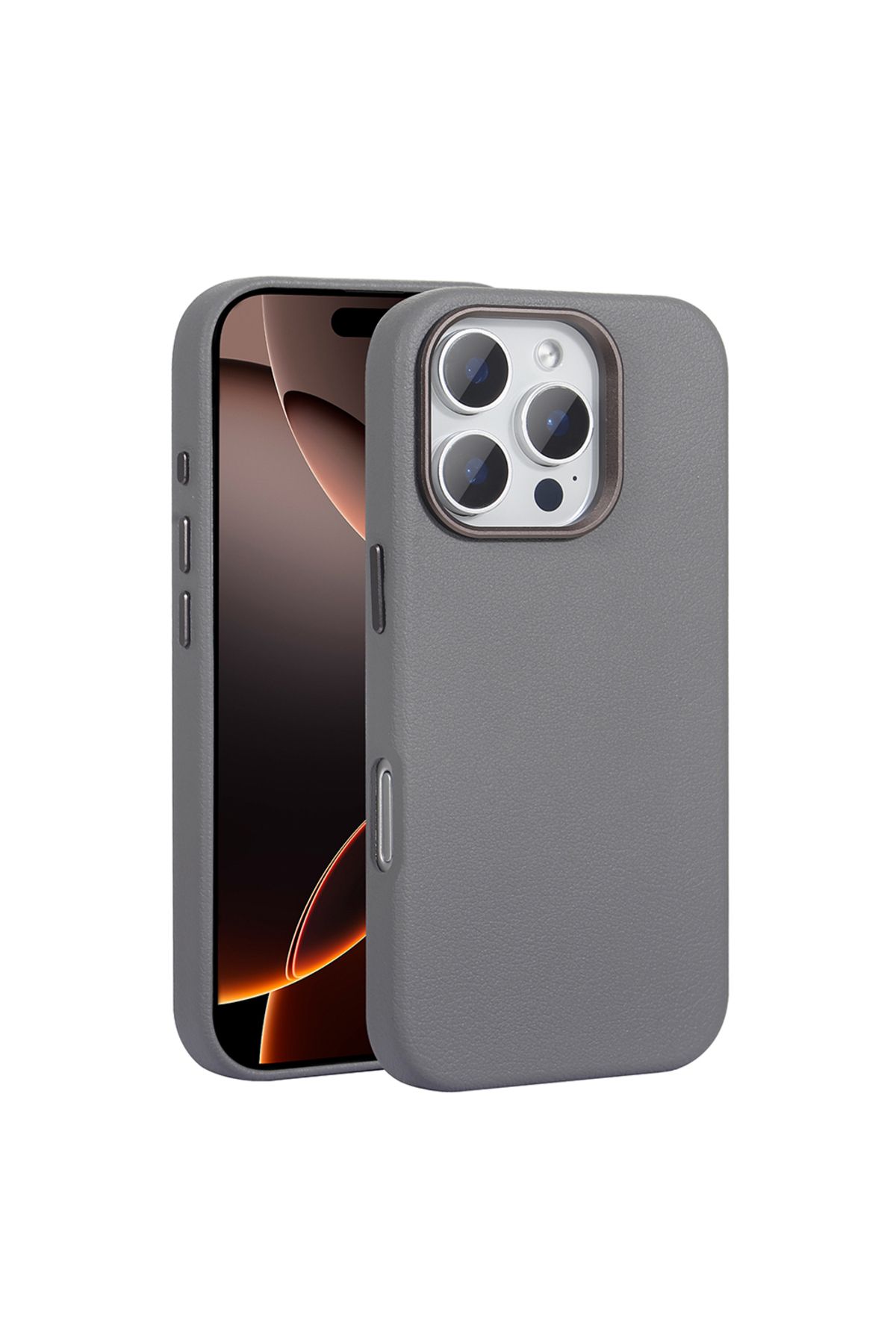 Megafox Teknoloji Apple iPhone 16 Pro Max Uyumlu Kılıf M-safe Şarj Özellikli PU Deri Zore Adora Kapak