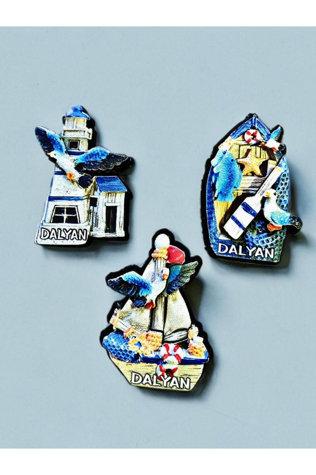 Home DALYAN Temalı 3 lü Set Ahşap 3 Boyutlu Magnet. Mat Renkler ve Eskitme.