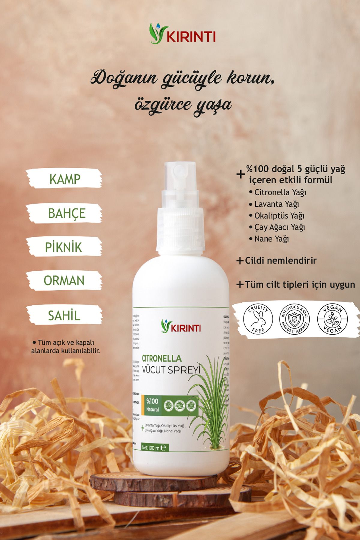 KIRINTI 2000 CITRONELLA VÜCUT KORUMA SPREYİ (100 ML)