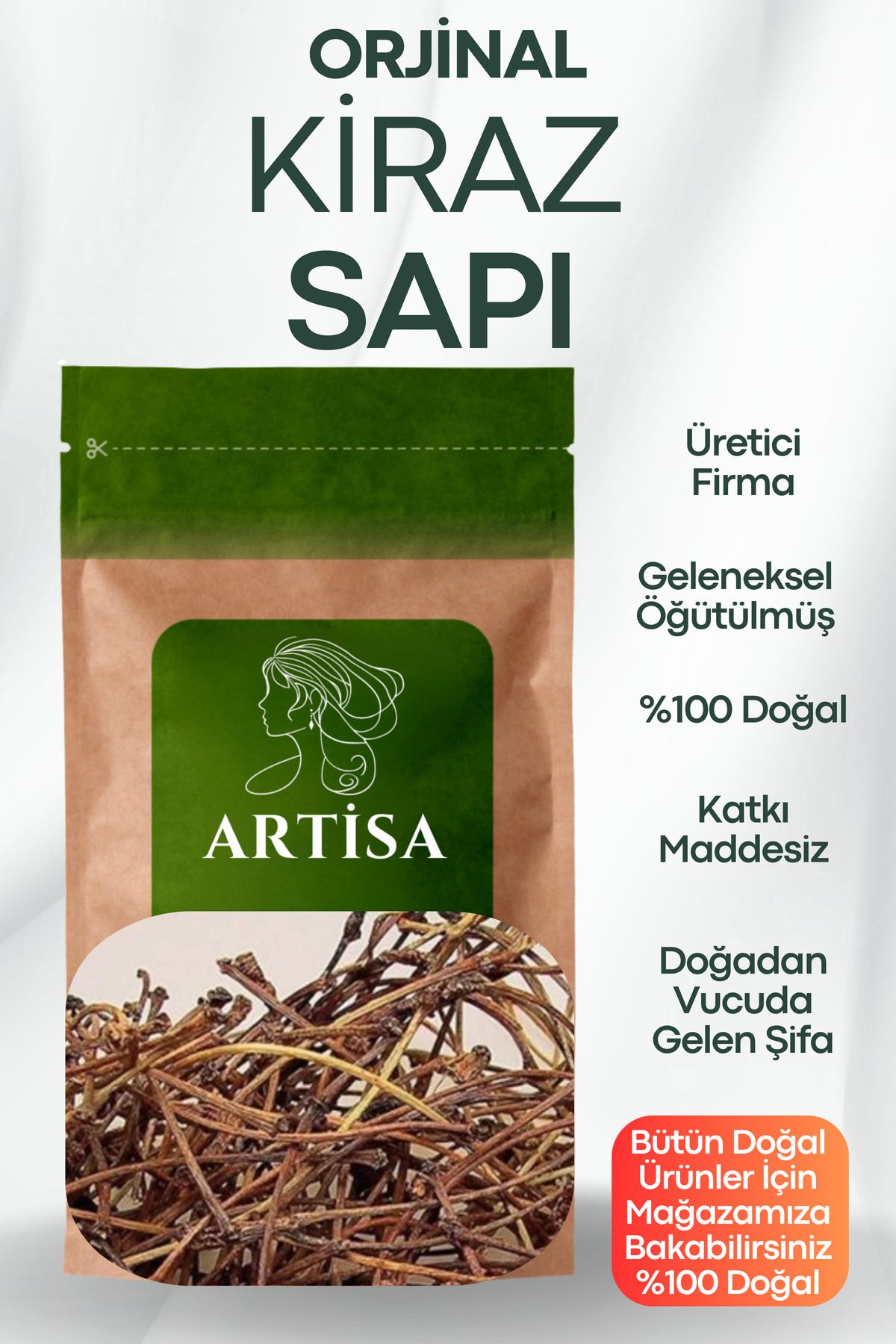 Artisa Doğal Kiraz Sapı 100 gr ( Taze Mahsül, Katkısız, Ekonomik )