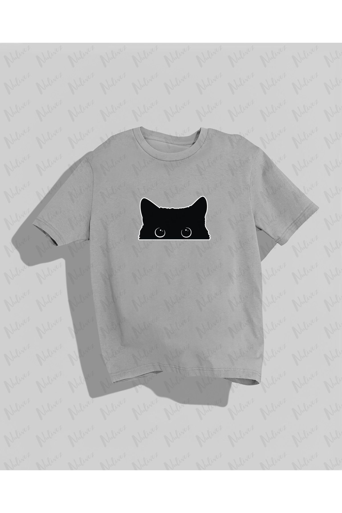 Nulivez Kedi Baskılı Yüksek Kalite Kompakt Unisex Oversize T-Shirt