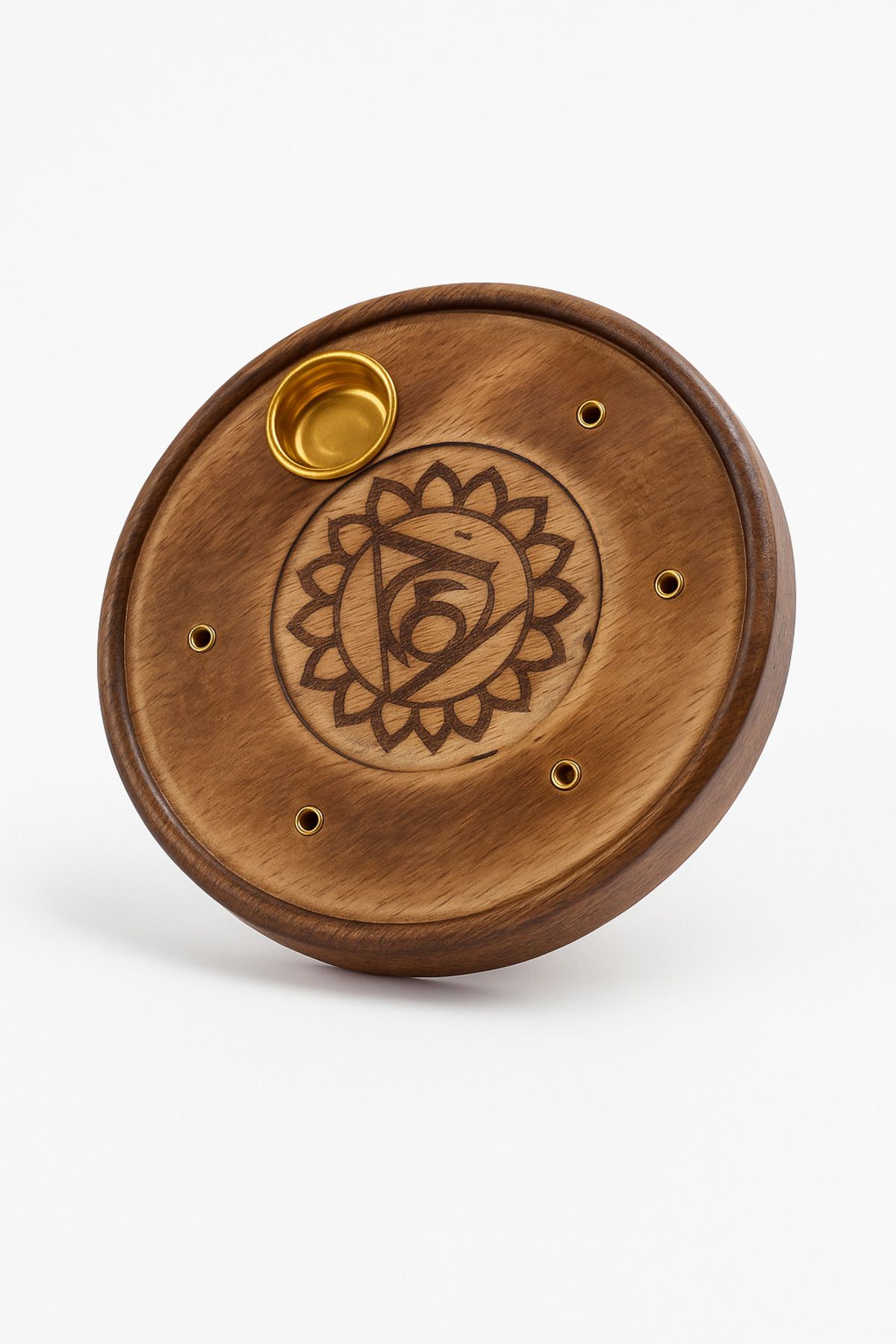 Hyge Ajna Çakralı Yuvarlak Ahşap Tütsülük – Çubuk/Konik | Ajna Chakra Wood Incense Holder - Stik/Conic