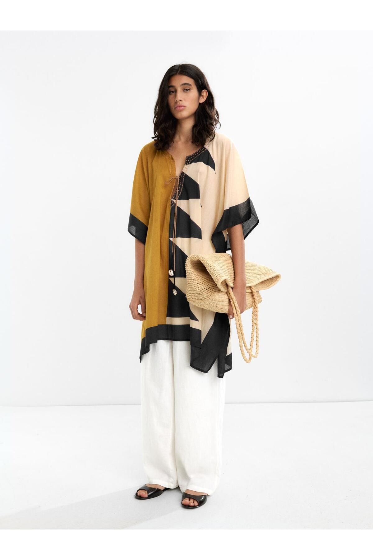 PARFOIS %100 Pamuk Desenli Kaftan