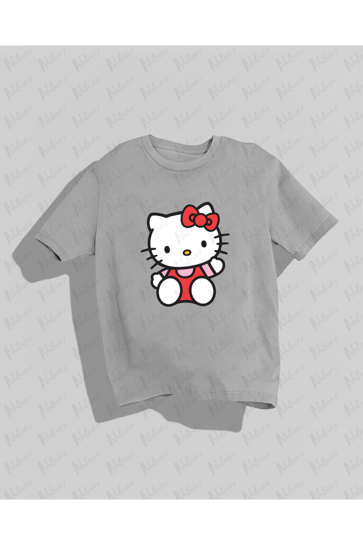 Nulivez Hello Kitty Tasarımı Baskılı Yüksek Kalite Kompakt Unisex Oversize T-Shirt