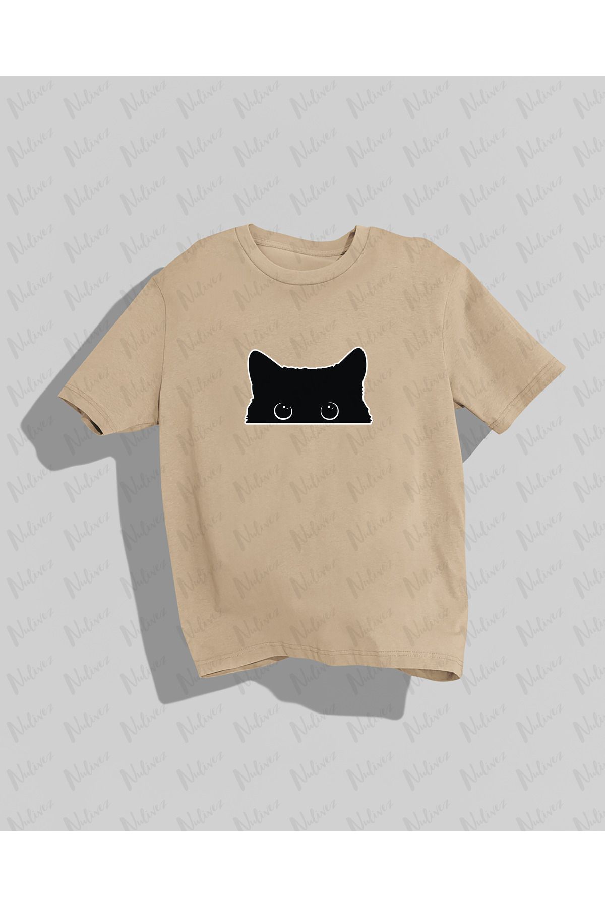 Nulivez Kedi Baskılı Yüksek Kalite Kompakt Unisex Oversize T-Shirt