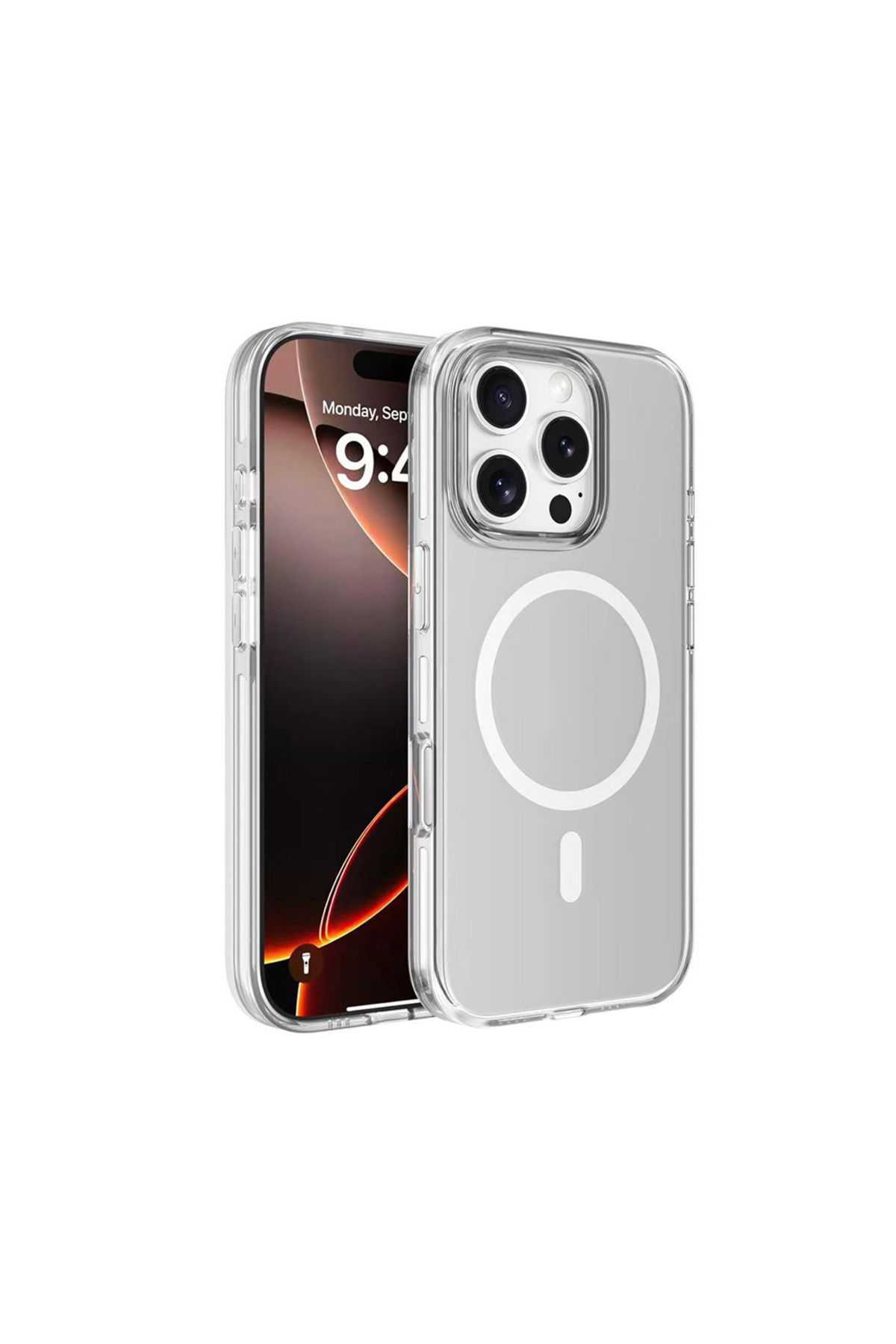 Megafox Teknoloji Apple iPhone 16 Pro Uyumlu Kılıf M-safe Şarj Özellikli Kamera Korumalı Zore Kripto Kapak