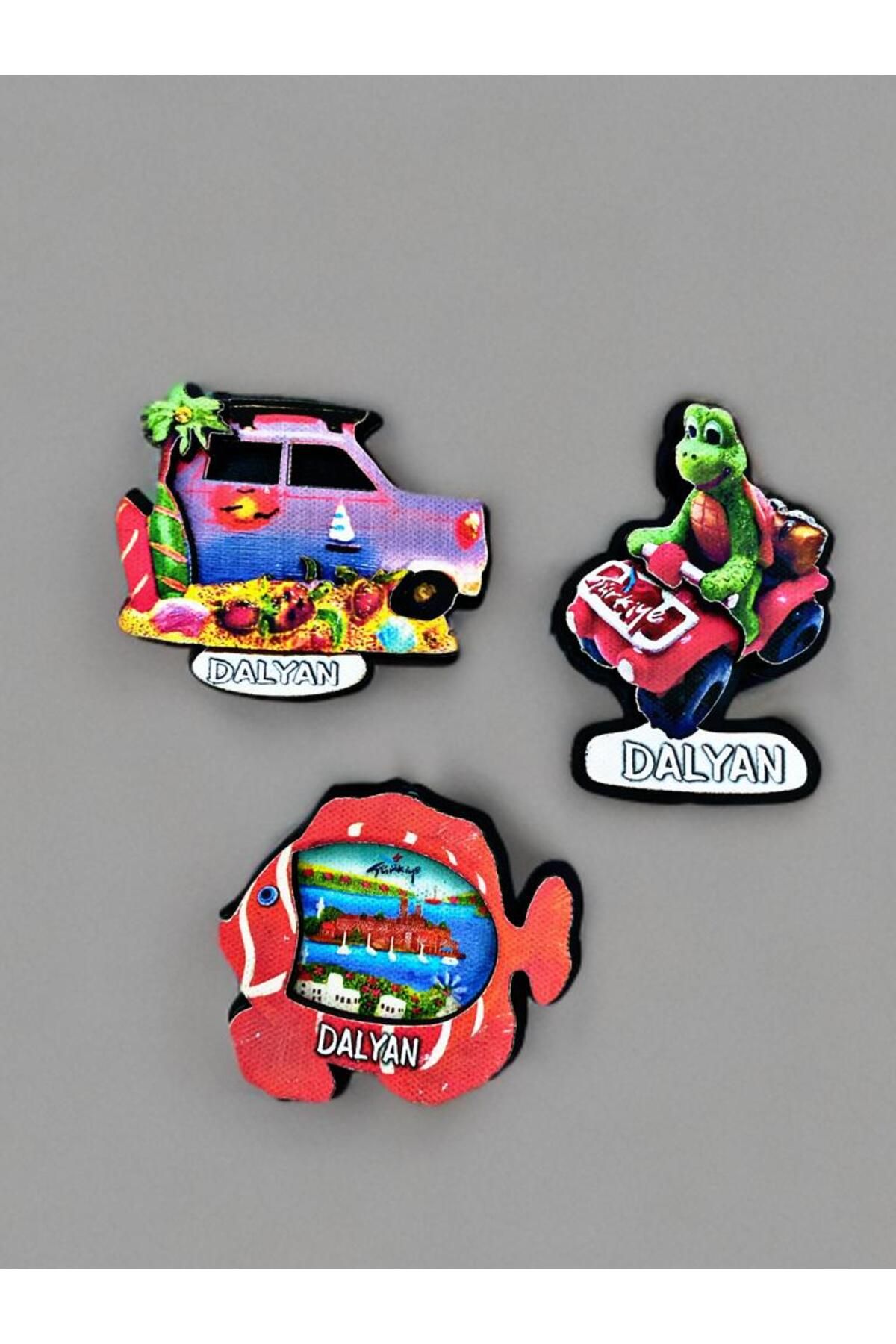 Home DALYAN Temalı 3 lü Set Ahşap 3 Boyutlu Magnet. Mat Renkler ve Eskitme.