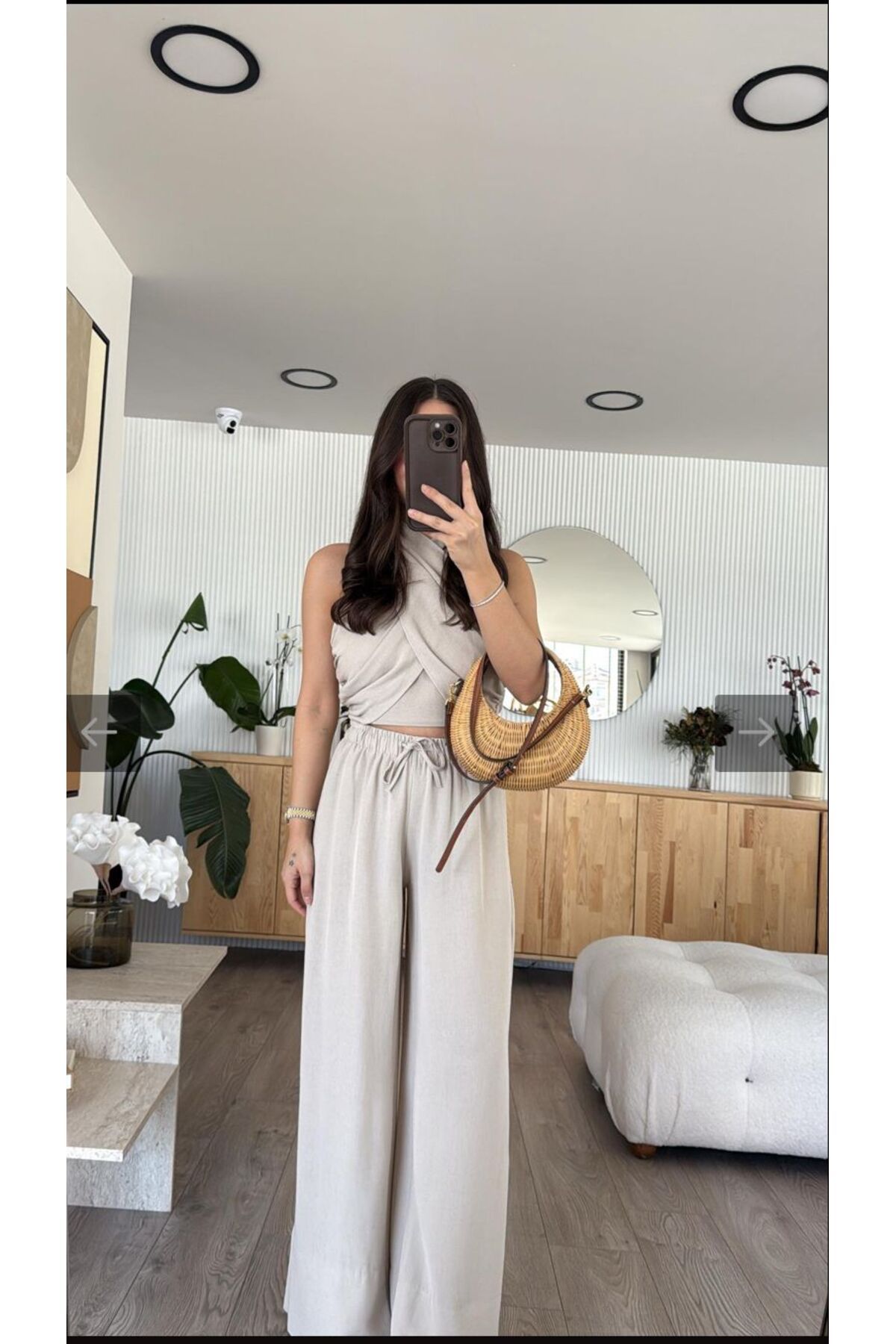 Boutique Sirena Kadın Boyundan Bağlamalı Keten Takım