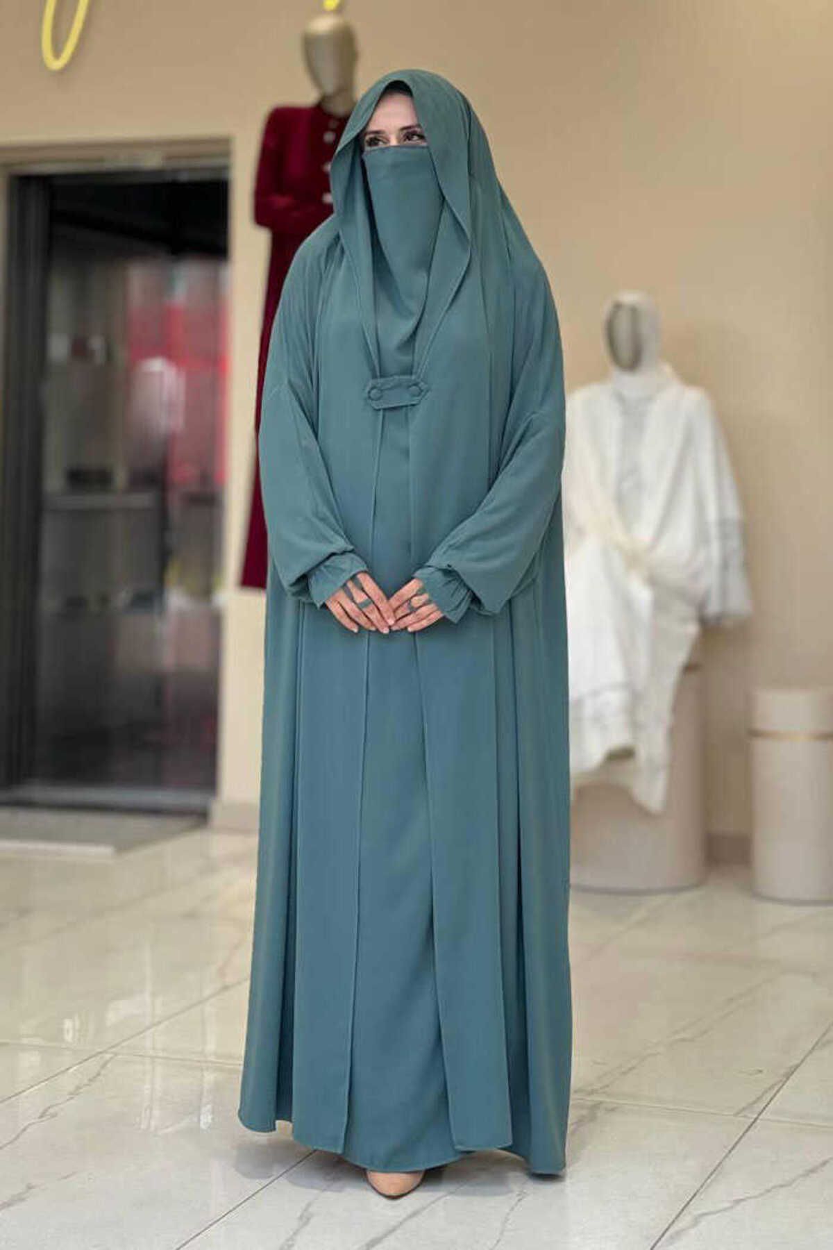 Bym Fashion Kendinden Peçeli Sufleli Cilbab 6032 Mint