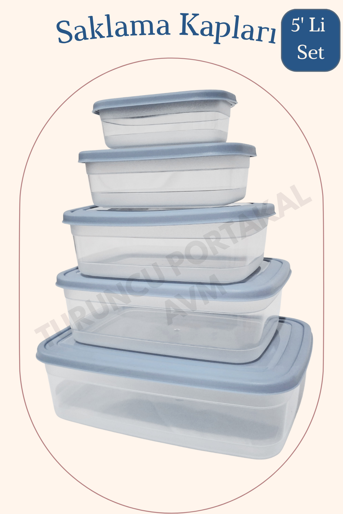 Kapaklı Saklama Kabı ( 5' Li Set ) Mutfak Düzenleyici Dikdörtgen Organizer — görsel 3