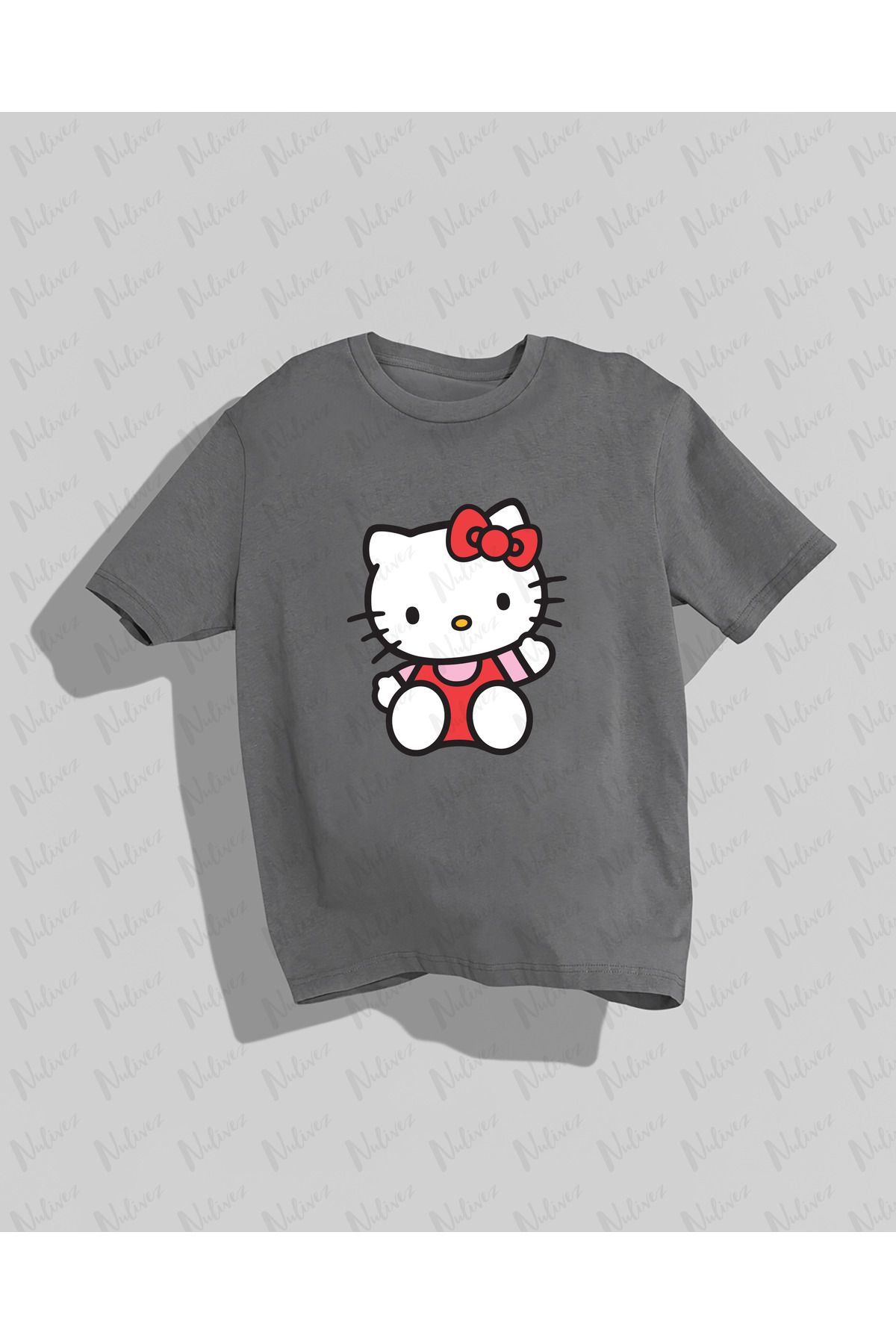 Nulivez Hello Kitty Tasarımı Baskılı Yüksek Kalite Kompakt Unisex Oversize T-Shirt