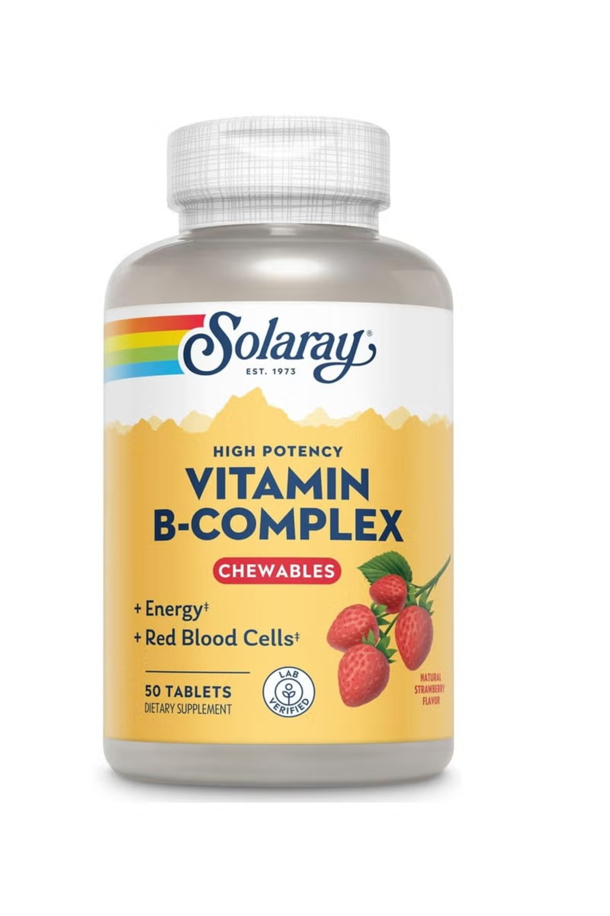 Solar-Solaray B-Complex High Potency Chewable, Natural Strawberry Flavor - 50 Capsules 1