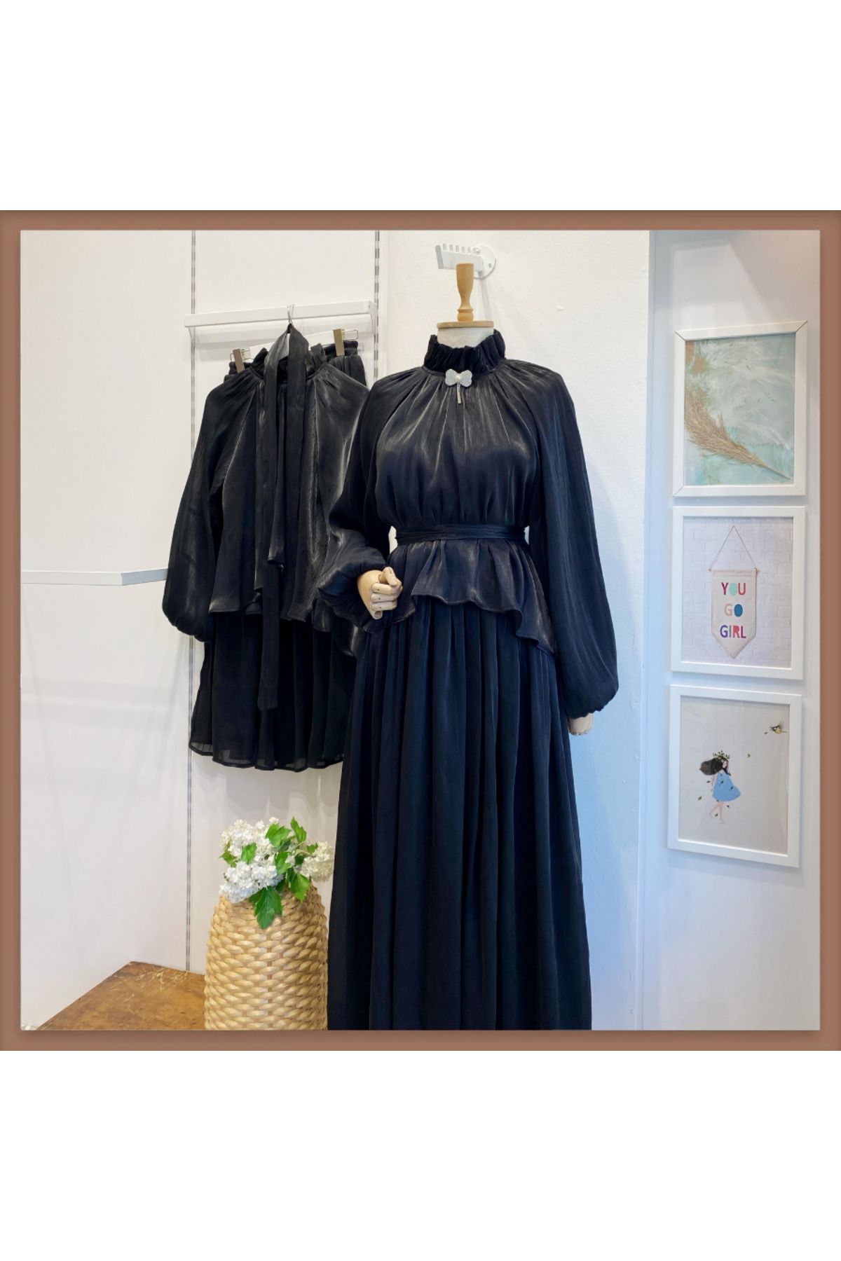 Faya Boutique Siyah Şifon Amour Takım