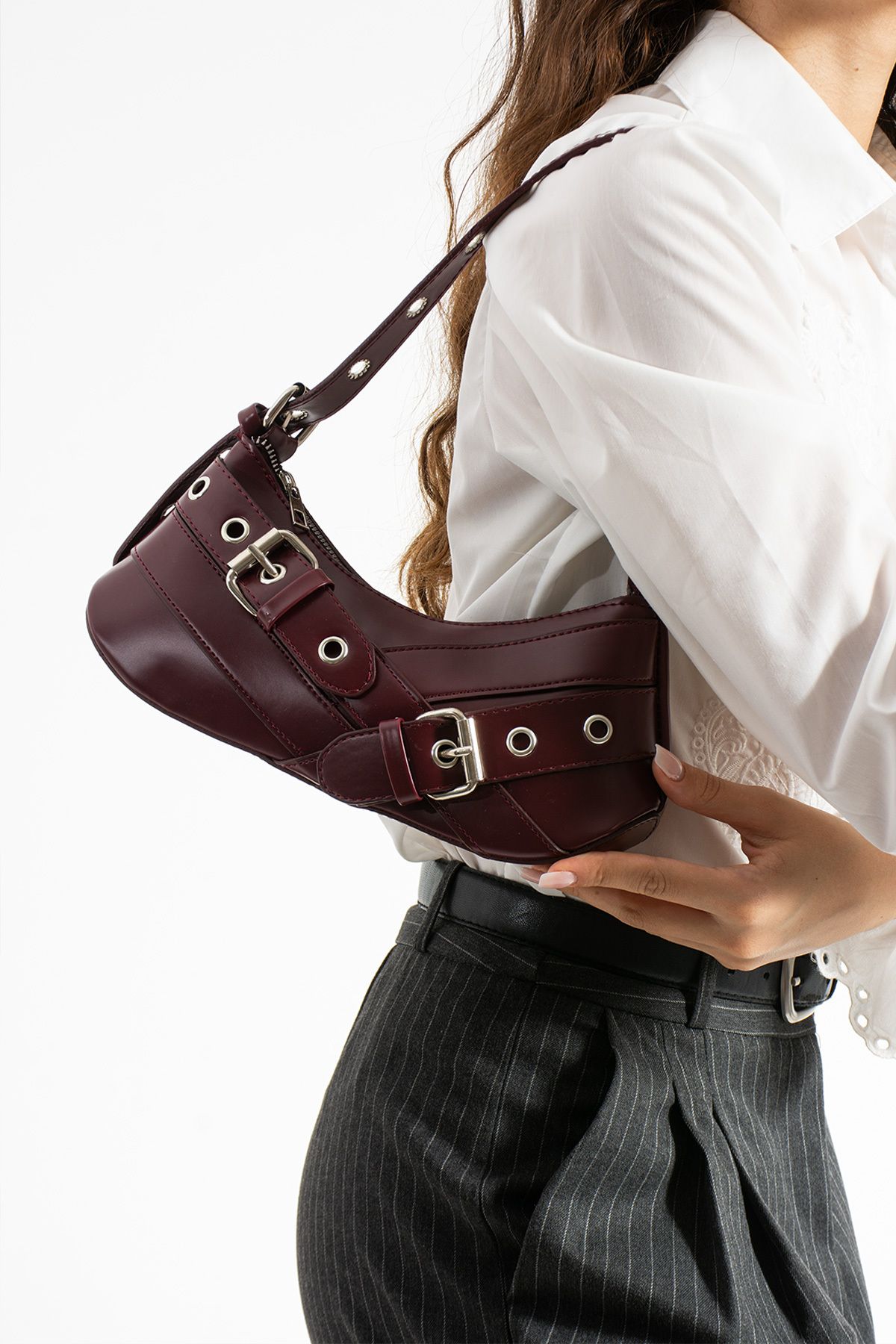 Kaya Bag Bordo Kadın Omuz ve Kol Çanta 13x30 Ebatı