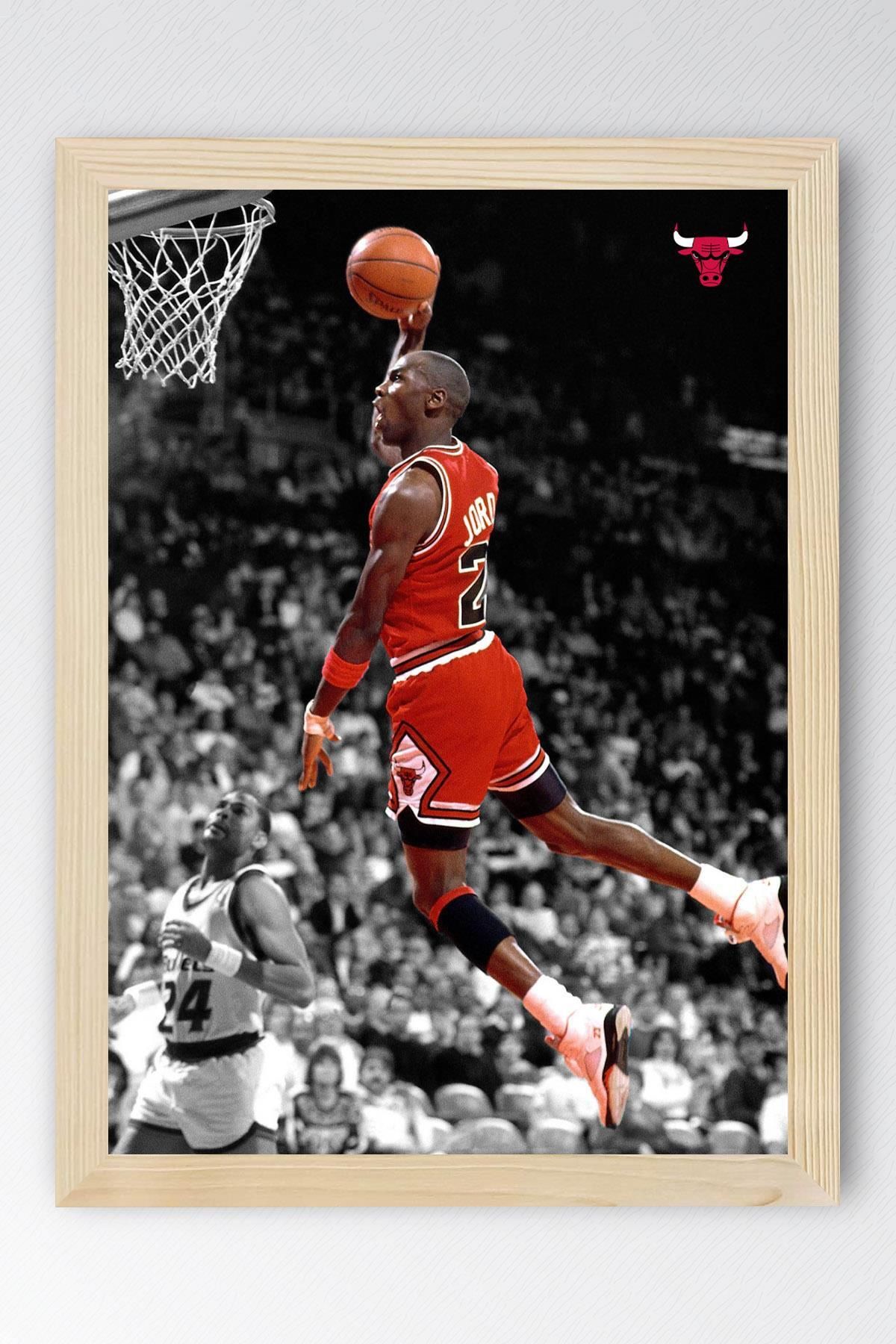 Saturn Michael Jordan Smaç Çerçeveli Tablo - Basketbol NBA Posteri Tablo