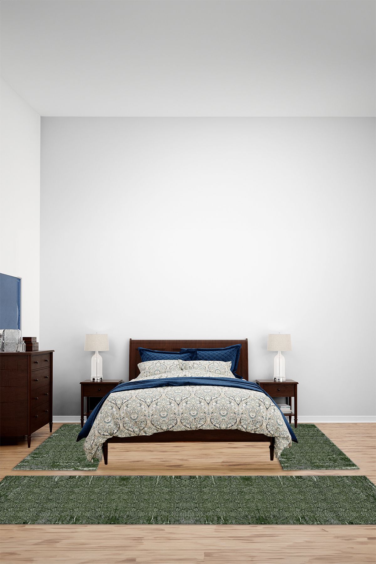 Viyana Home Modern Dijital Kaymaz Klasik Afgan Model Yıkanabilir Üçlü Yatak Odası Halısı, YO-MODERN-287-YEŞİL,