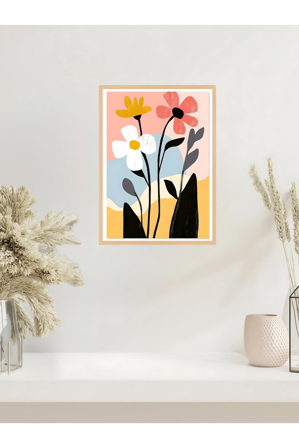Tuba Decor Tek parça Ahşap Çerçeve Görünümlü MDF Tablo
