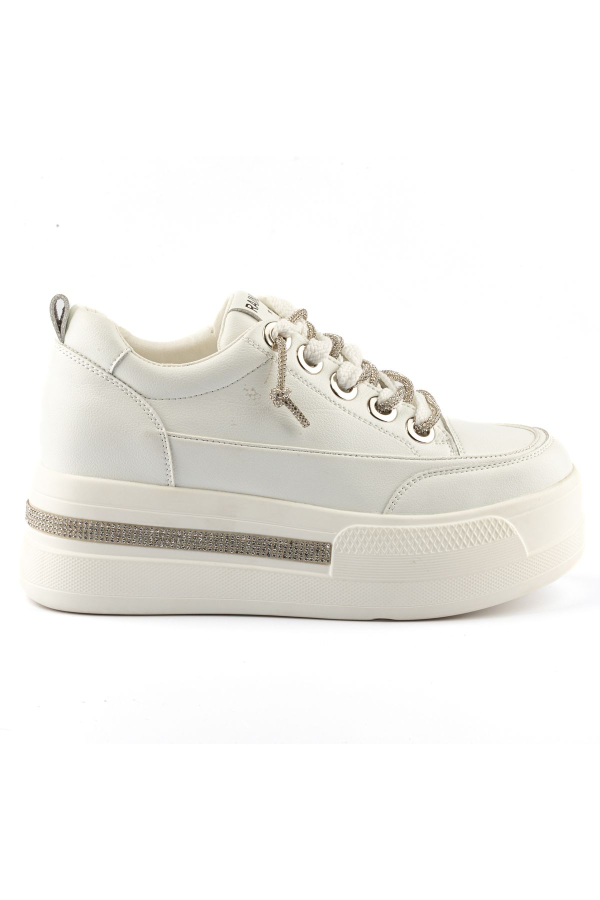 Guja Kadın Hakiki Deri Kalın Taban Taşlı Sneaker