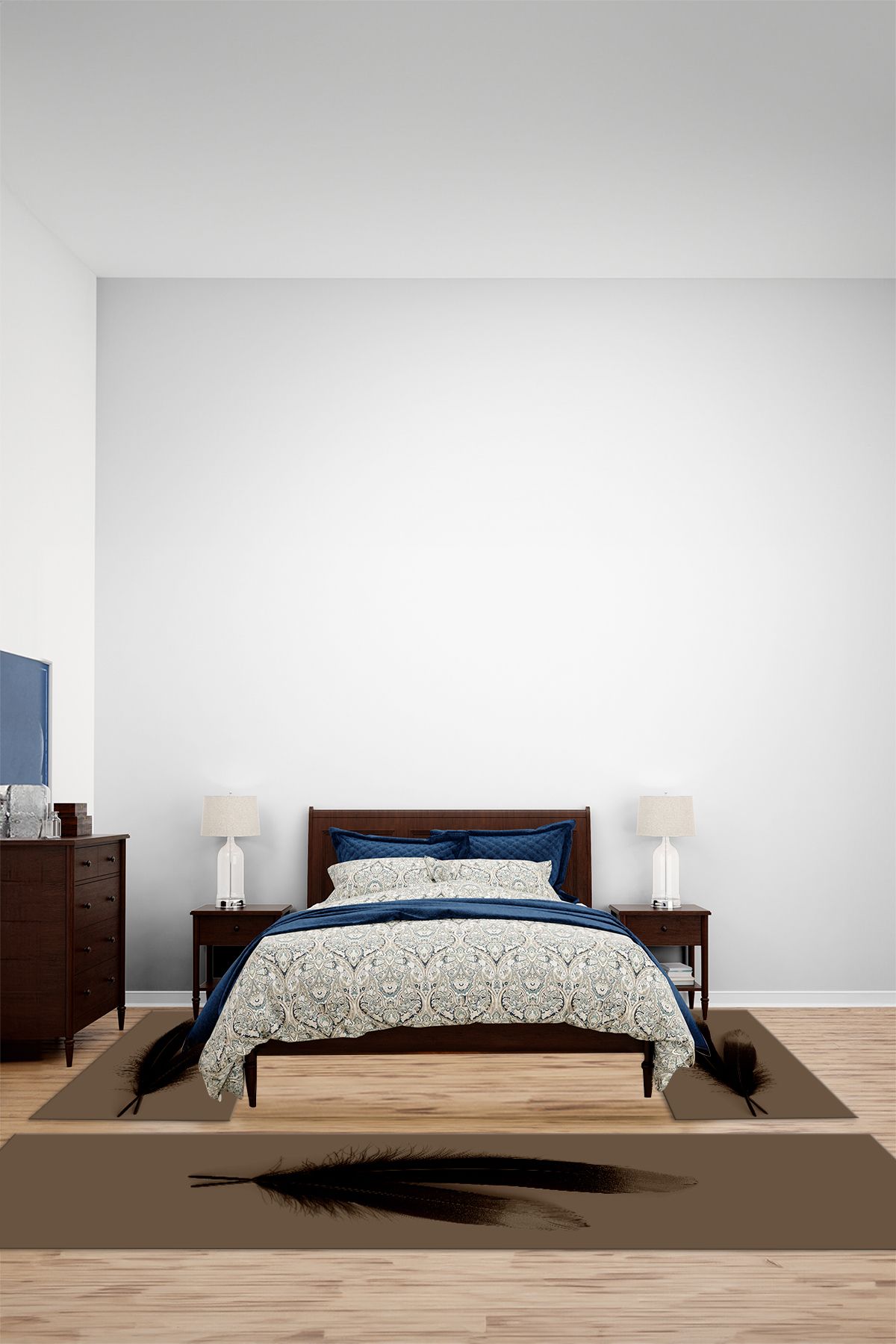 Viyana Home Modern Dijital Kaymaz Taban Tüy Model Yıkanabilir Üçlü Yatak Odası Halısı, YO-MODERN-248-KAHVE,