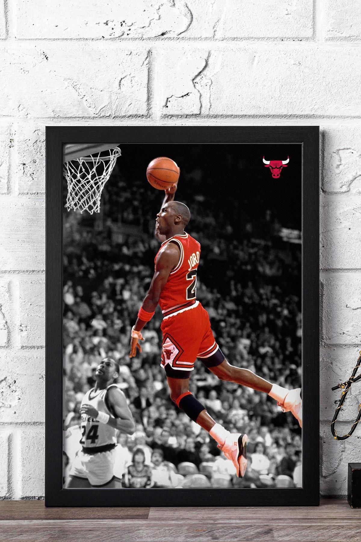 Saturn Michael Jordan Smaç Çerçeveli Tablo - Basketbol NBA Posteri Tablo