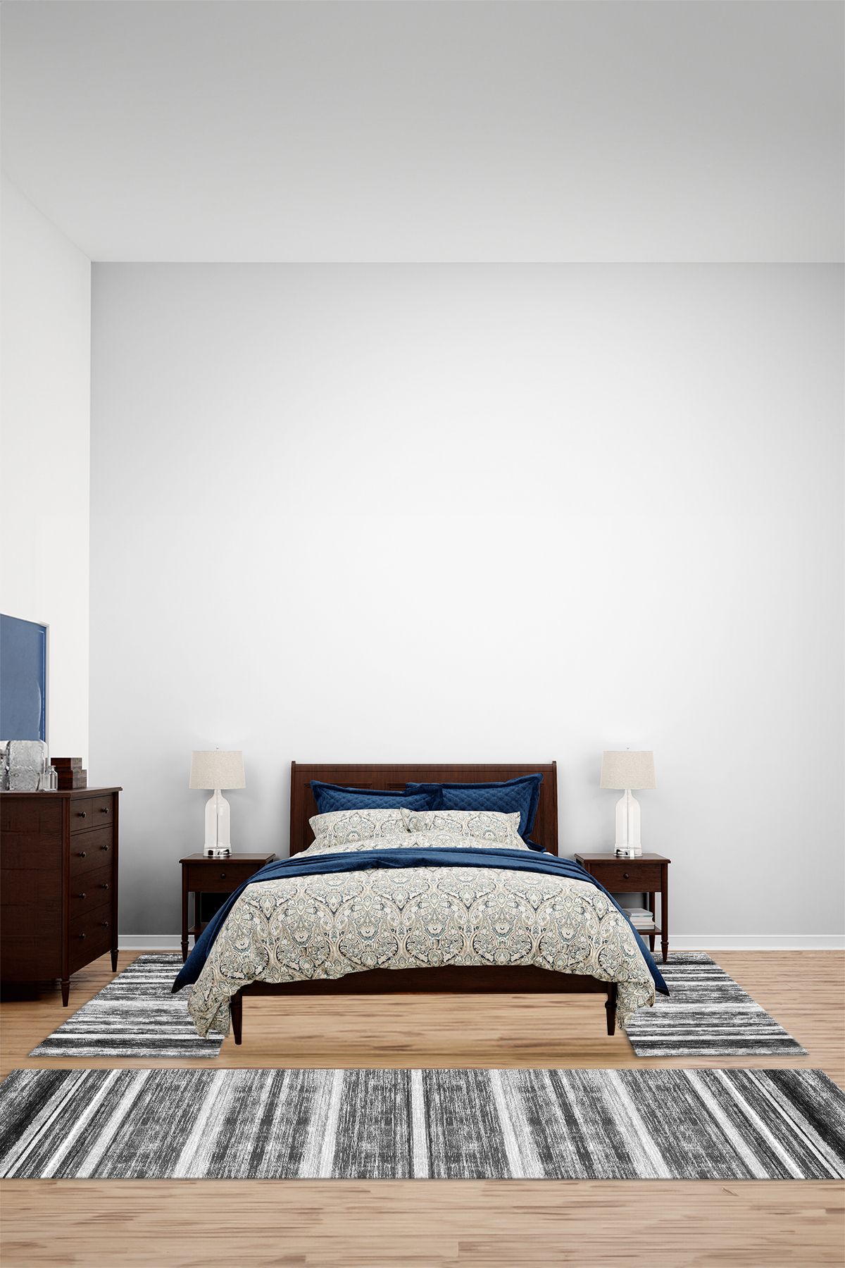 Viyana Home Modern Dijital Kaymaz Taban Düz Model Yıkanabilir Üçlü Yatak Odası Halısı, YO-MODERN-240-GRİ,