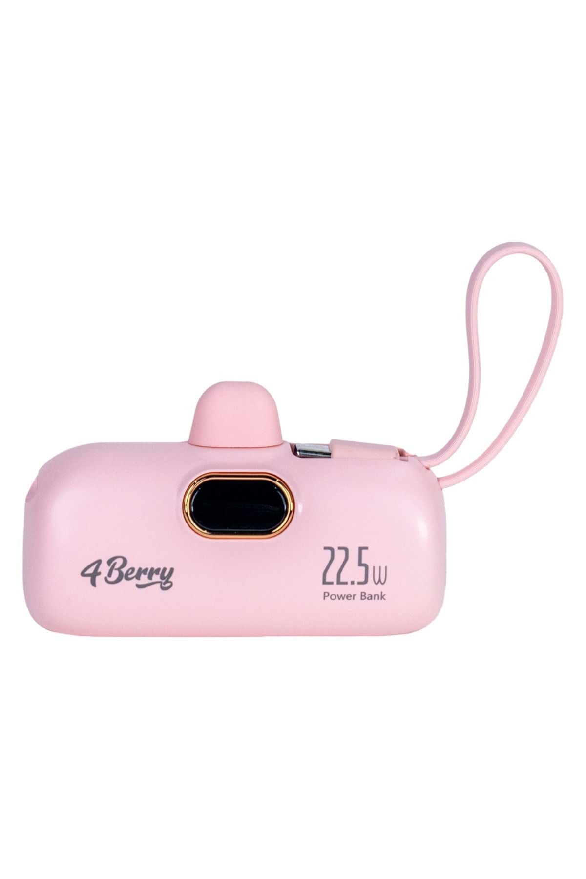 4Berry DX268Y Pembe Powerbank – 5.000 mAh, 22.5 W Lightning Hızlı Şarj