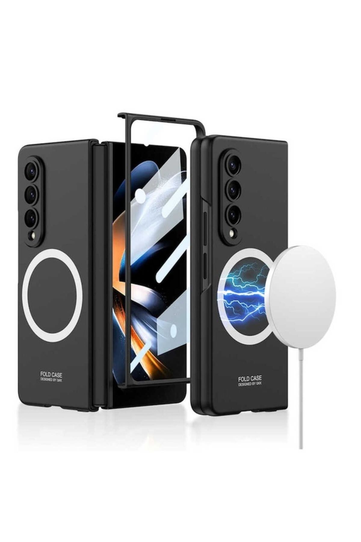 Megafox Teknoloji Samsung Galaxy Z Fold 4 Uyumlu Kılıf Wireless Şarj Özellikli Kıpta Magsafe Kapak