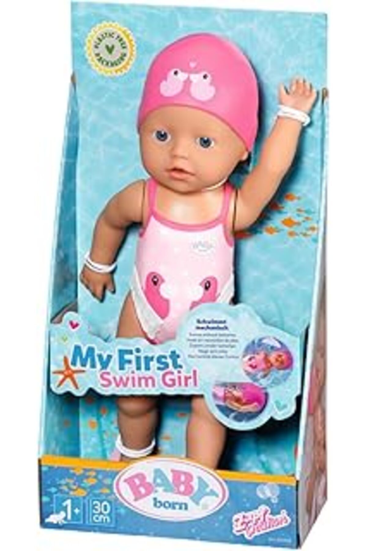 Mu Art Ahşap Zapf Creation Baby Born 30 Cm Yüzen Bebek Lizzie, Pembe